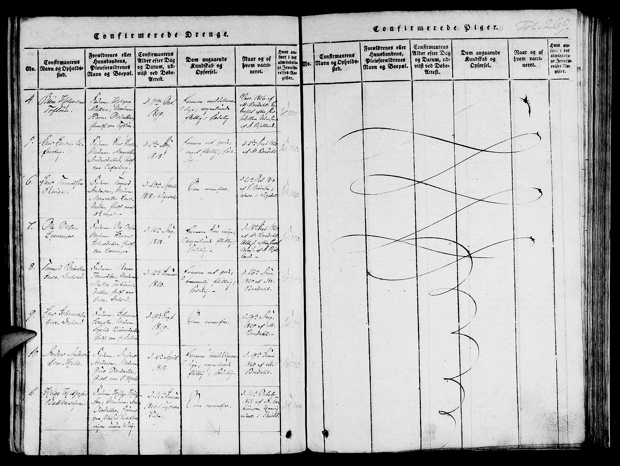 Nedstrand sokneprestkontor, AV/SAST-A-101841/01/IV: Ministerialbok nr. A 6, 1816-1838, s. 269