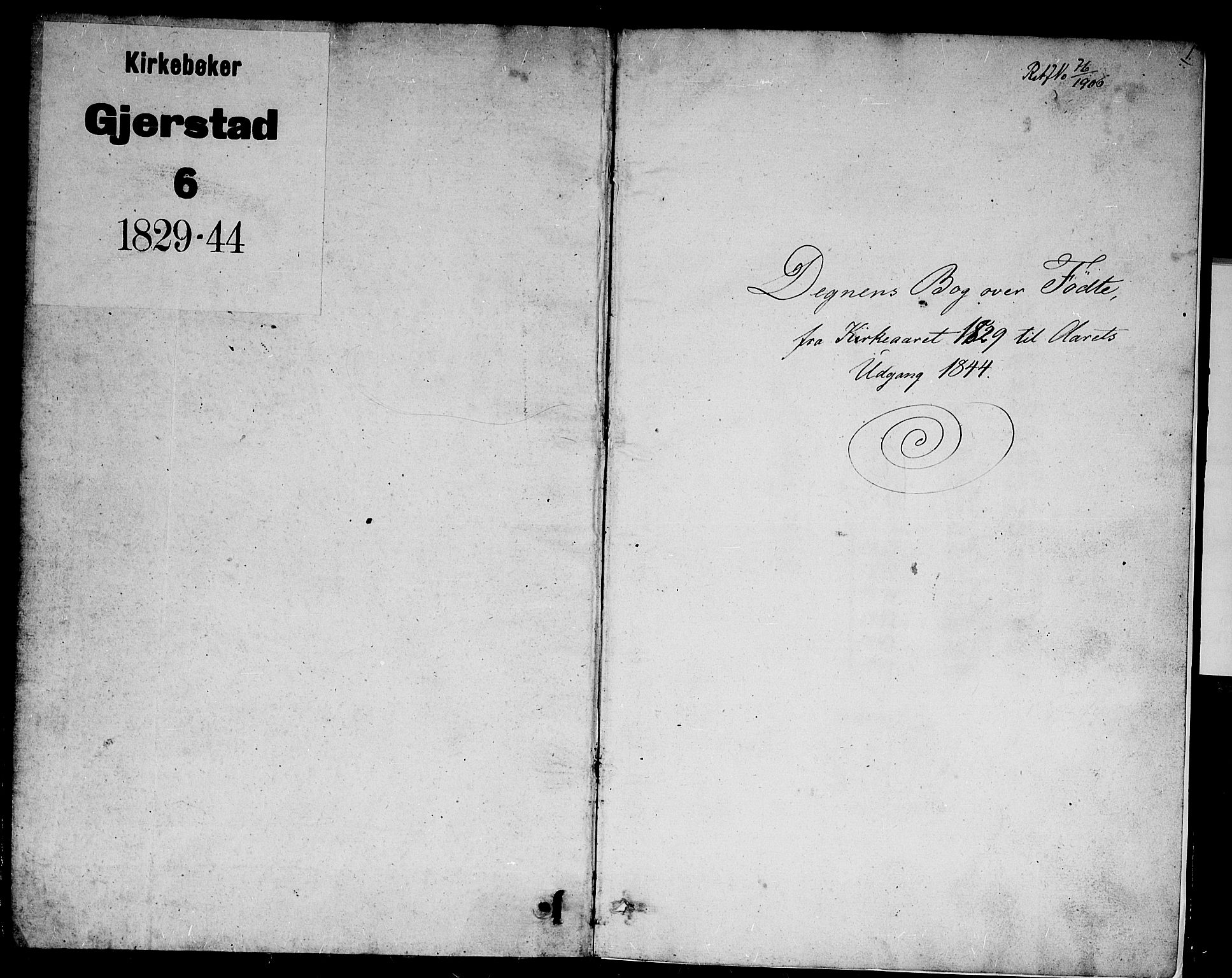 Gjerstad sokneprestkontor, SAK/1111-0014/F/Fb/Fba/L0003: Klokkerbok nr. B 3, 1829-1844, s. 1