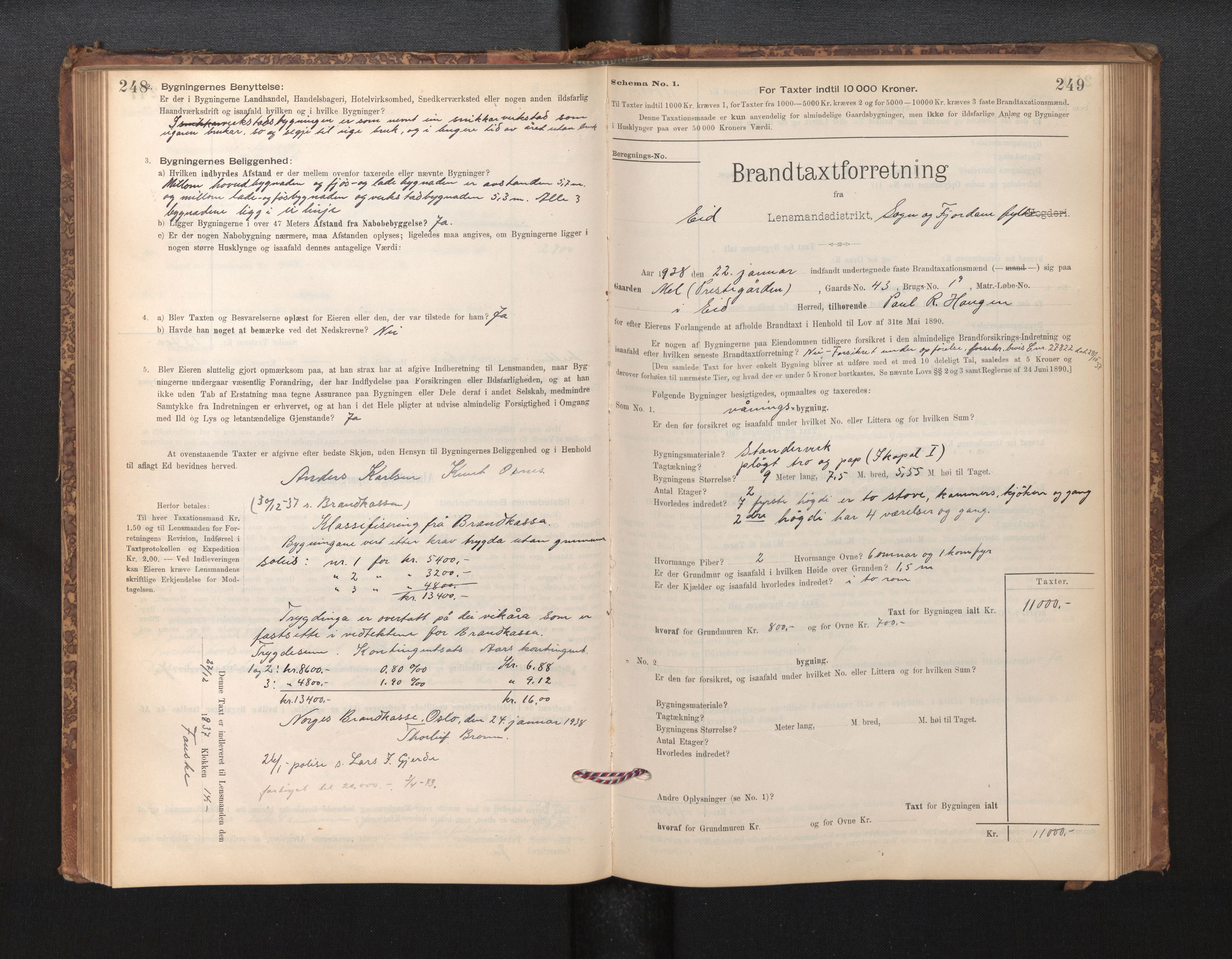 Lensmannen i Eid, SAB/A-27001/0012/L0007: Branntakstprotokoll, skjematakst, 1896-1929, s. 248-249