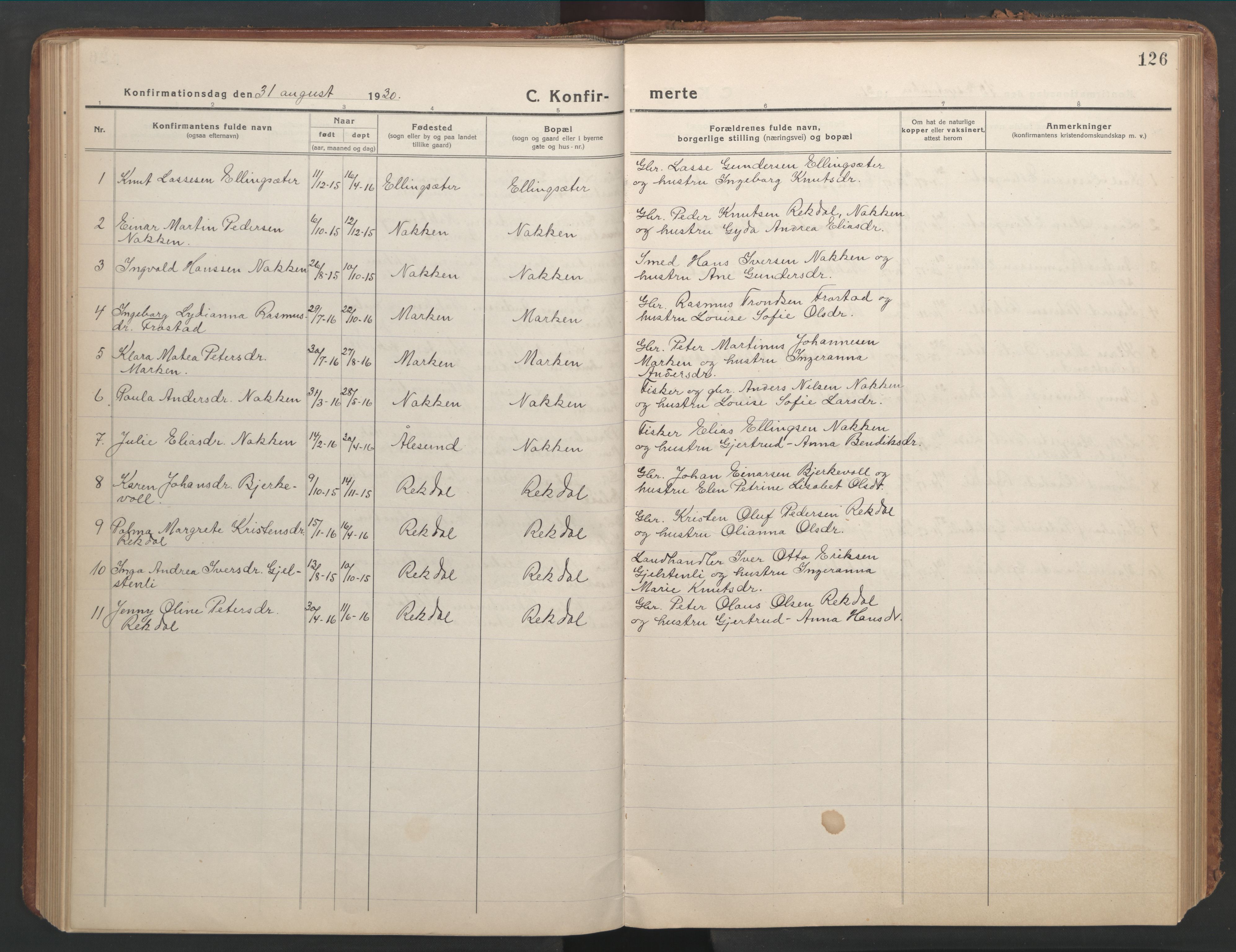 Ministerialprotokoller, klokkerbøker og fødselsregistre - Møre og Romsdal, AV/SAT-A-1454/540/L0542: Klokkerbok nr. 540C02, 1921-1967, s. 126