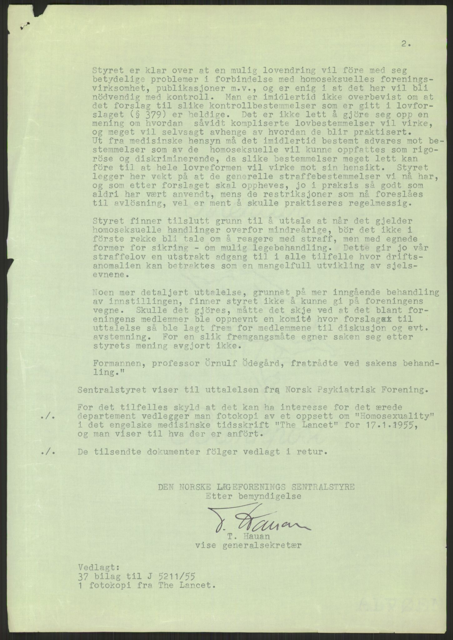 Justisdepartementet, Lovavdelingen, AV/RA-S-3212/D/De/L0029/0001: Straffeloven / Straffelovens revisjon: 5 - Ot. prp. nr.  41 - 1945: Homoseksualiet. 3 mapper, 1956-1970, s. 123