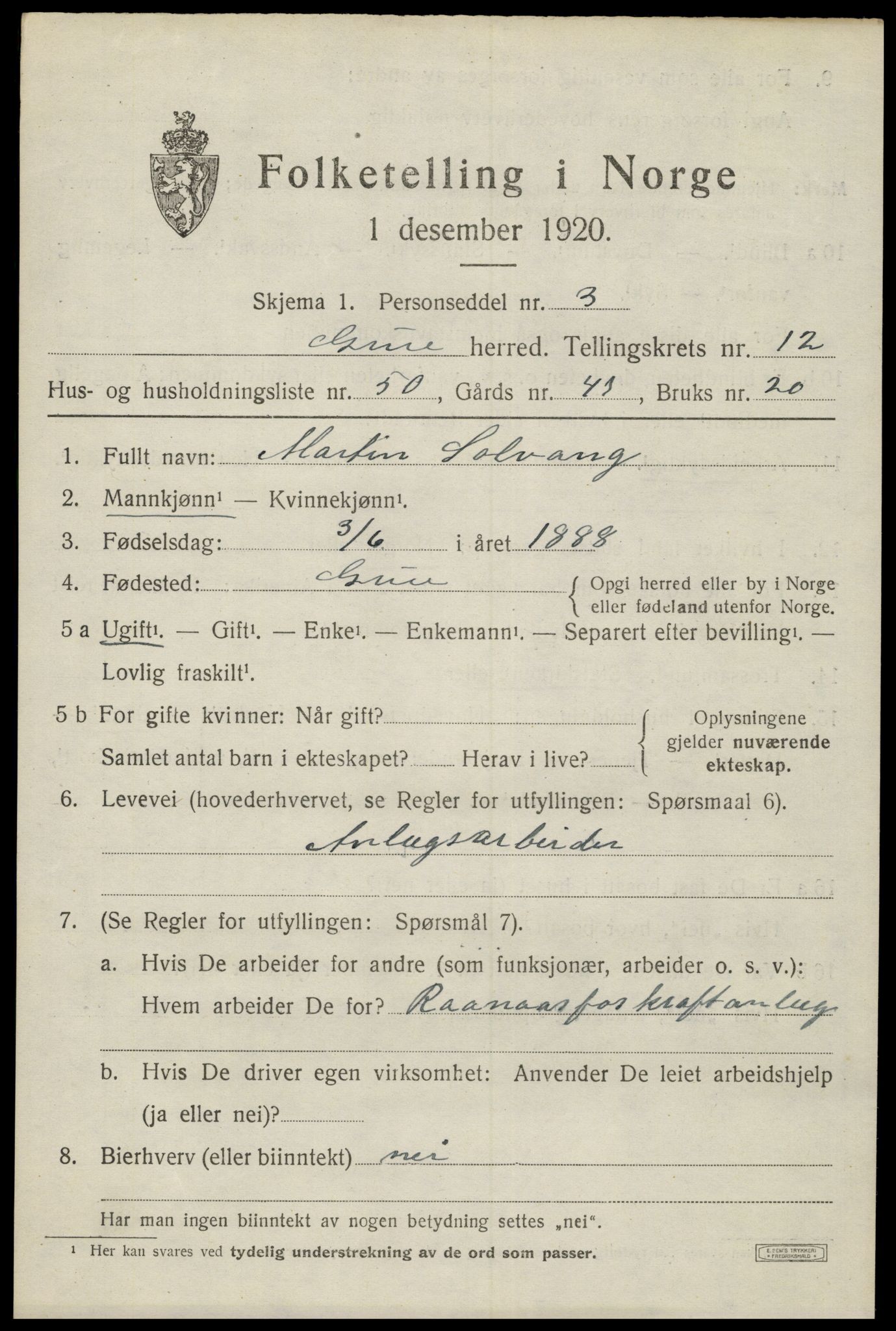 SAH, Folketelling 1920 for 0423 Grue herred, 1920, s. 11171