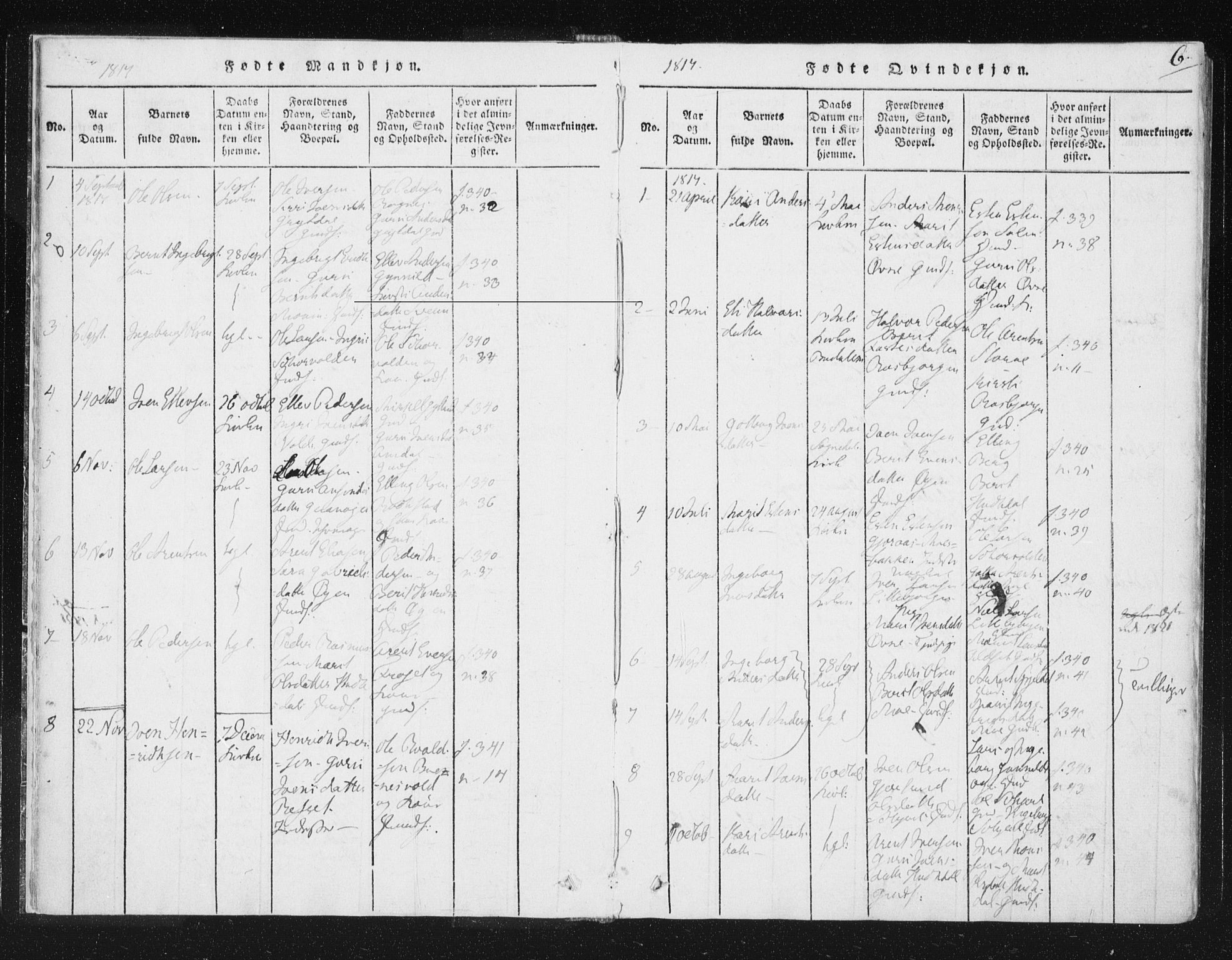 Ministerialprotokoller, klokkerbøker og fødselsregistre - Sør-Trøndelag, SAT/A-1456/687/L0996: Ministerialbok nr. 687A04, 1816-1842, s. 6