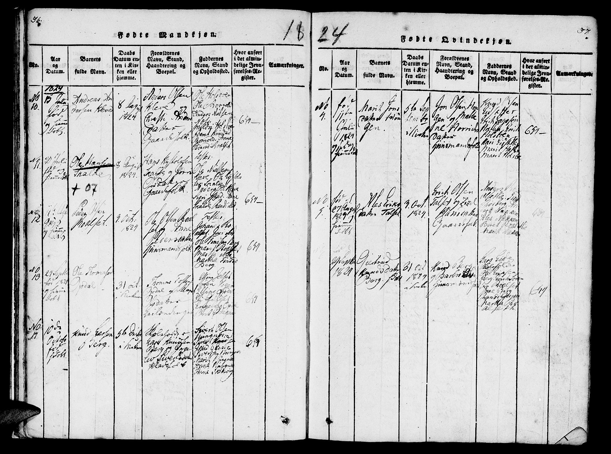 Ministerialprotokoller, klokkerbøker og fødselsregistre - Møre og Romsdal, AV/SAT-A-1454/557/L0679: Ministerialbok nr. 557A01, 1818-1843, s. 36-37