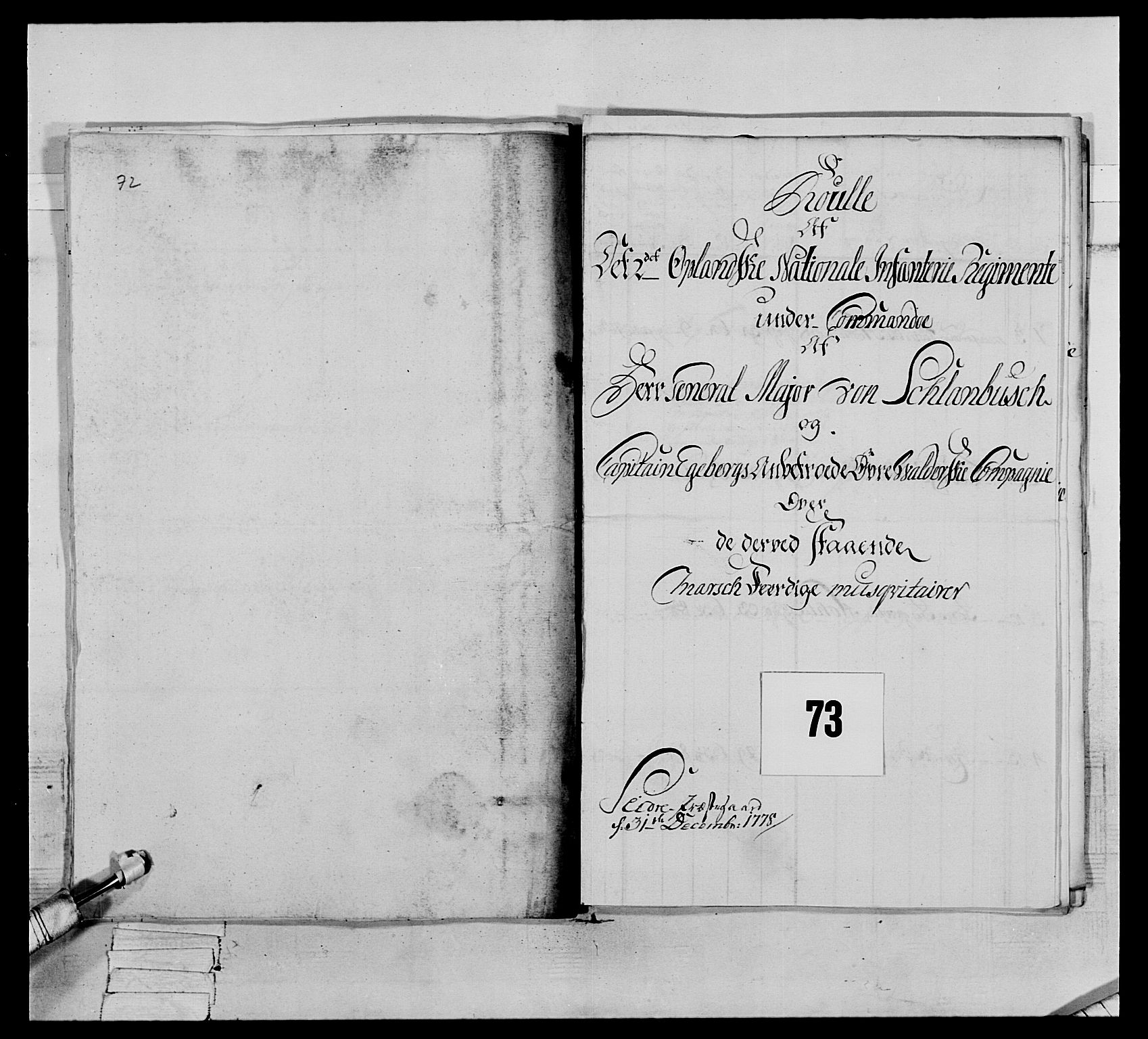 Generalitets- og kommissariatskollegiet, Det kongelige norske kommissariatskollegium, RA/EA-5420/E/Eh/L0064: 2. Opplandske nasjonale infanteriregiment, 1774-1784, s. 343