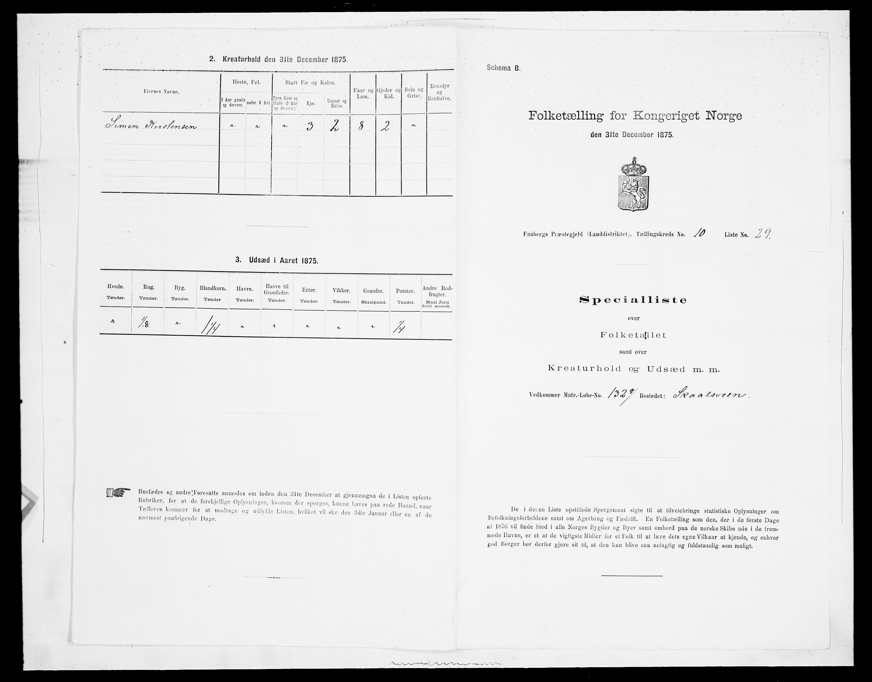 SAH, Folketelling 1875 for 0524L Fåberg prestegjeld, Fåberg sokn og Lillehammer landsokn, 1875, s. 1268