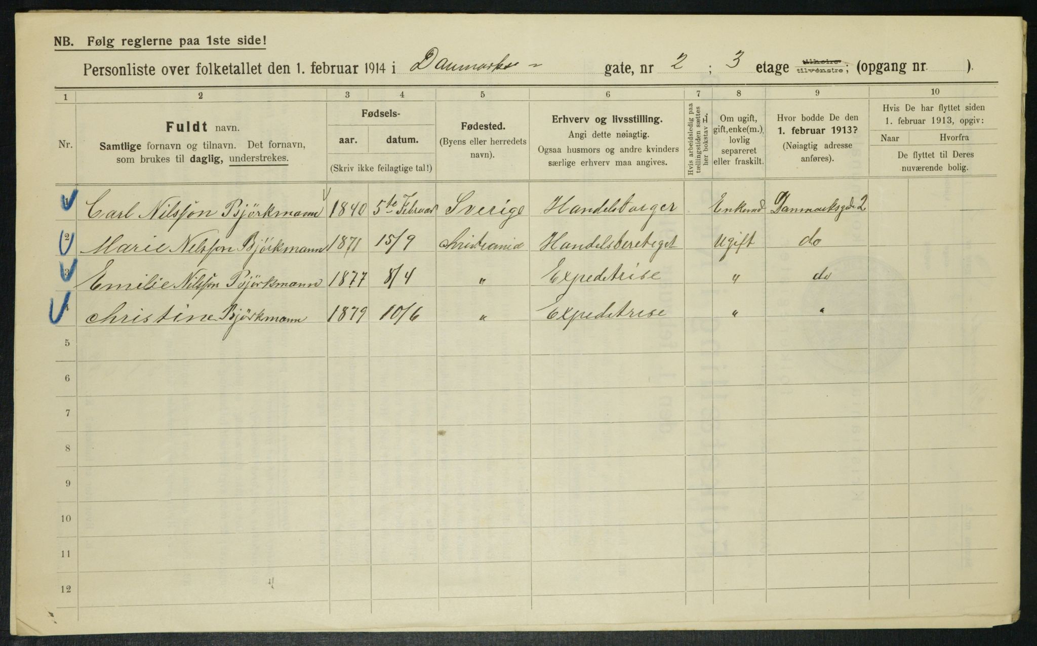 OBA, Kommunal folketelling 1.2.1914 for Kristiania, 1914, s. 14715