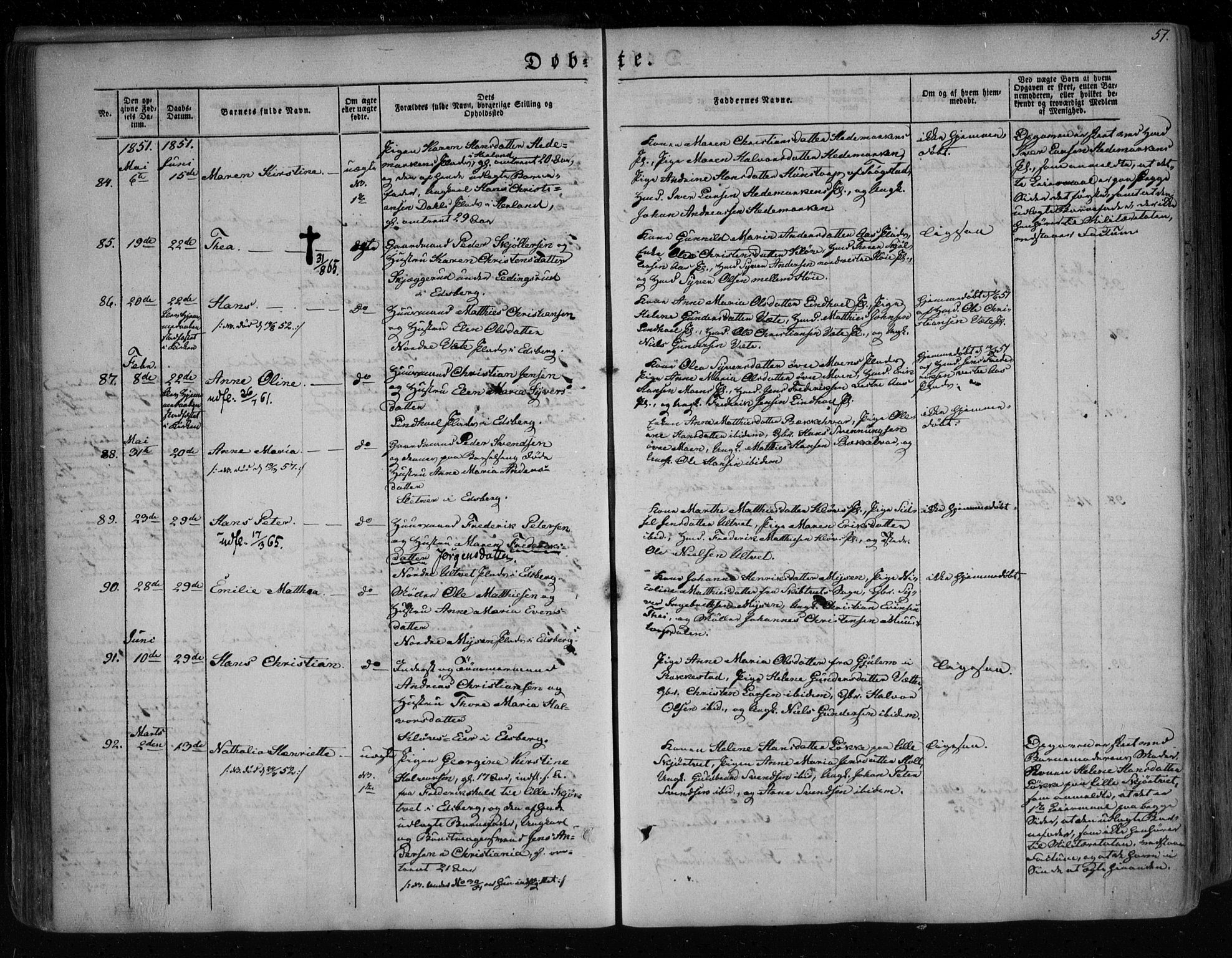 Eidsberg prestekontor Kirkebøker, AV/SAO-A-10905/F/Fa/L0009: Ministerialbok nr. I 9, 1849-1856, s. 51