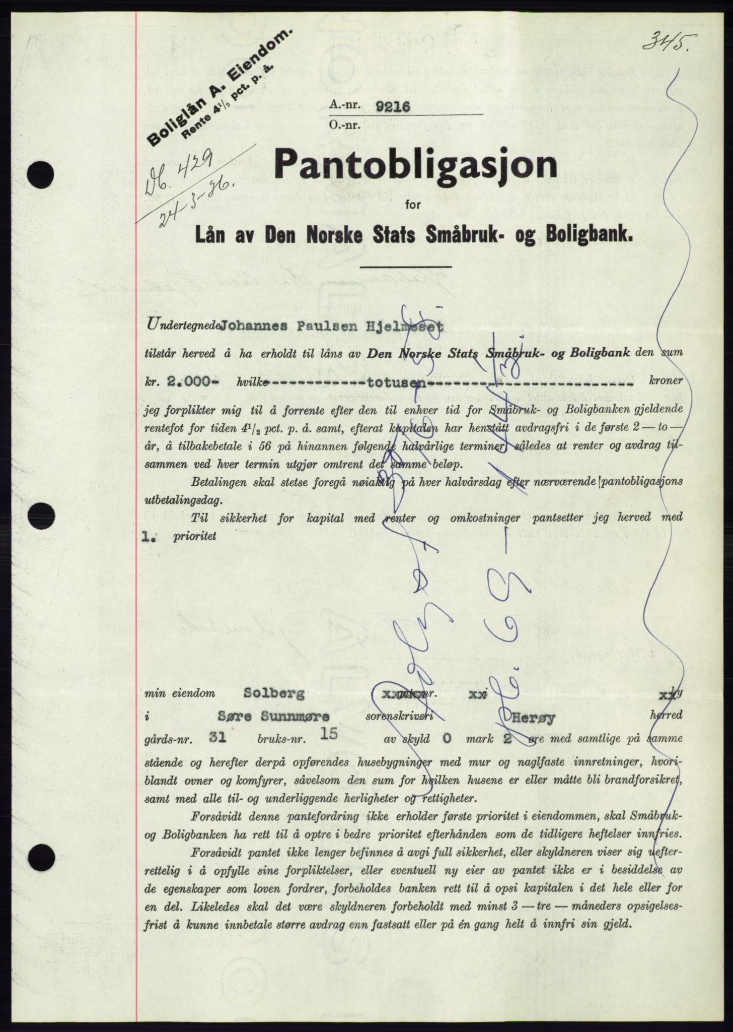 Søre Sunnmøre sorenskriveri, AV/SAT-A-4122/1/2/2C/L0060: Pantebok nr. 54, 1935-1936, Tingl.dato: 24.03.1936