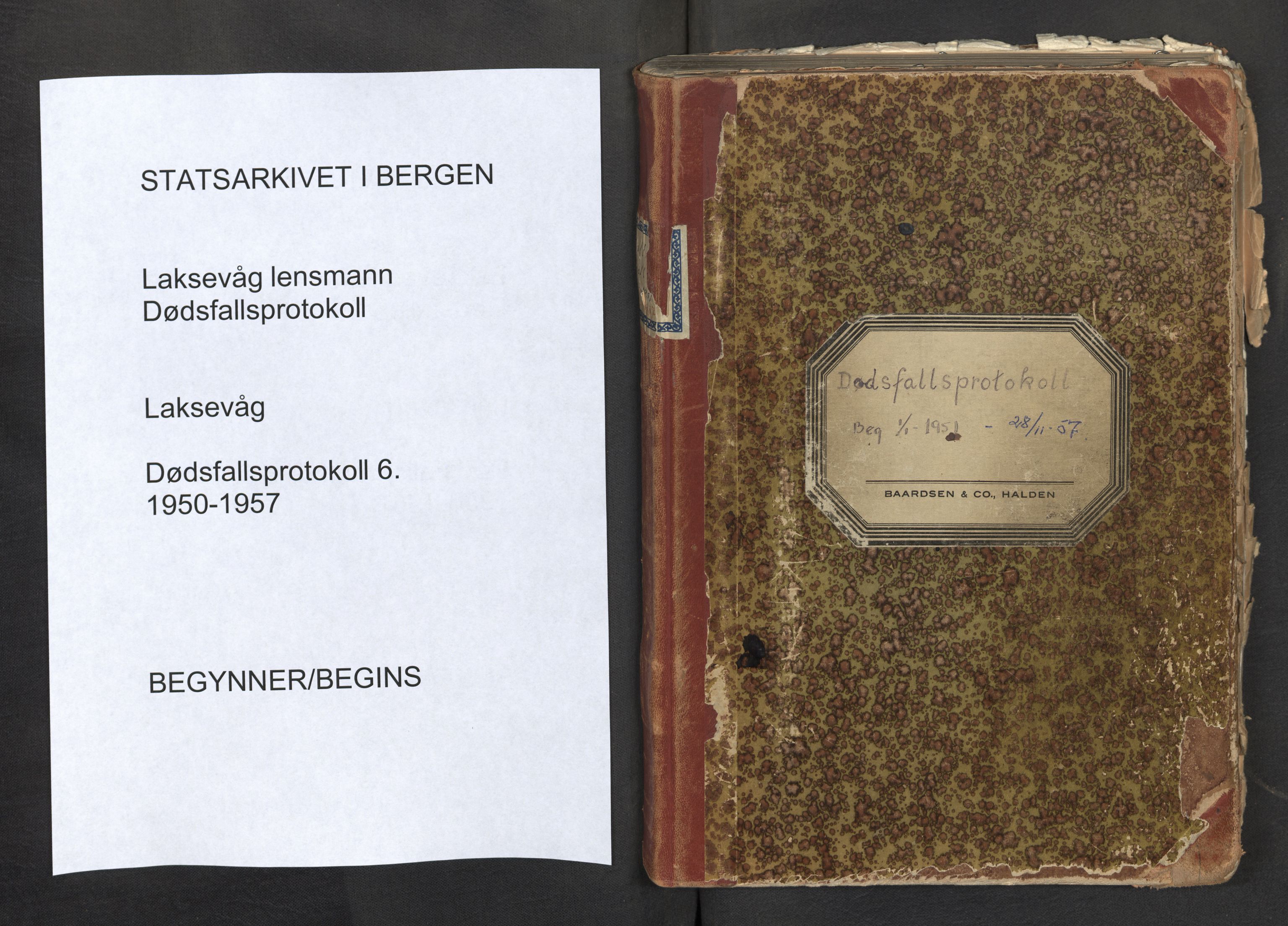 Lensmannen i Laksevåg, SAB/A-33401/0006/L0004: Dødsfallprotokoll, 1950-1957