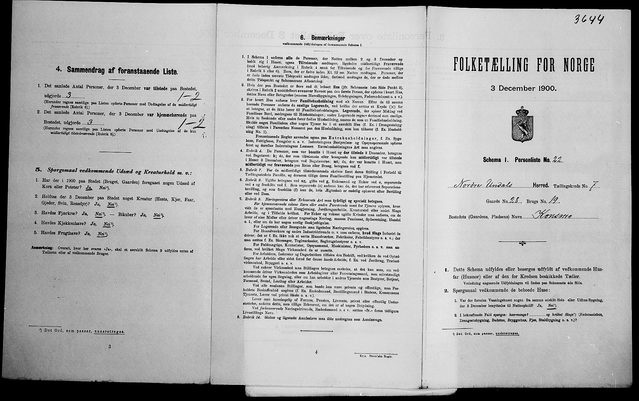 SAK, Folketelling 1900 for 1028 Nord-Audnedal herred, 1900, s. 655