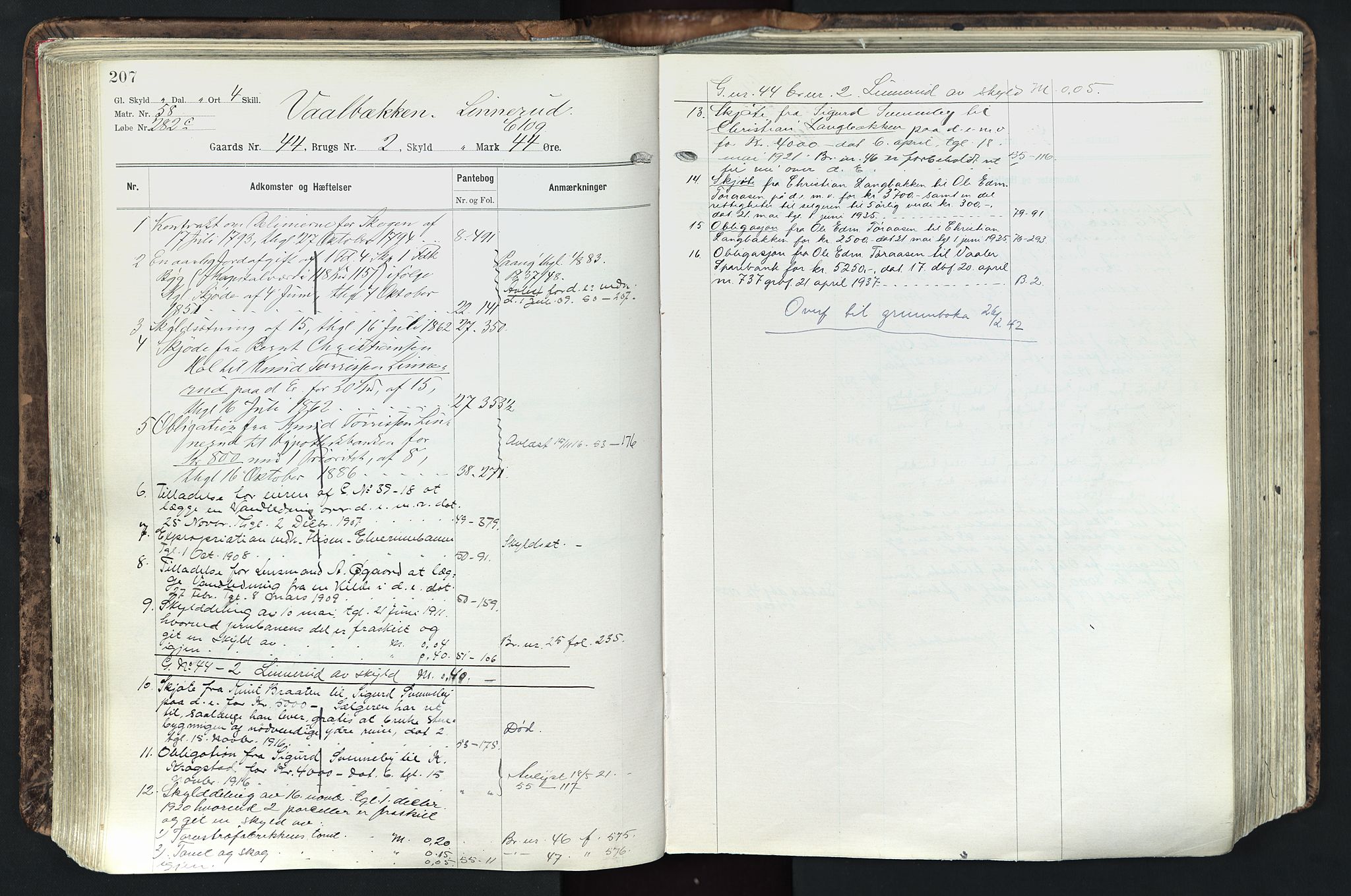 Solør tingrett, AV/SAH-TING-008/H/Ha/Hak/L0003: Panteregister nr. III, 1900-1935, s. 207