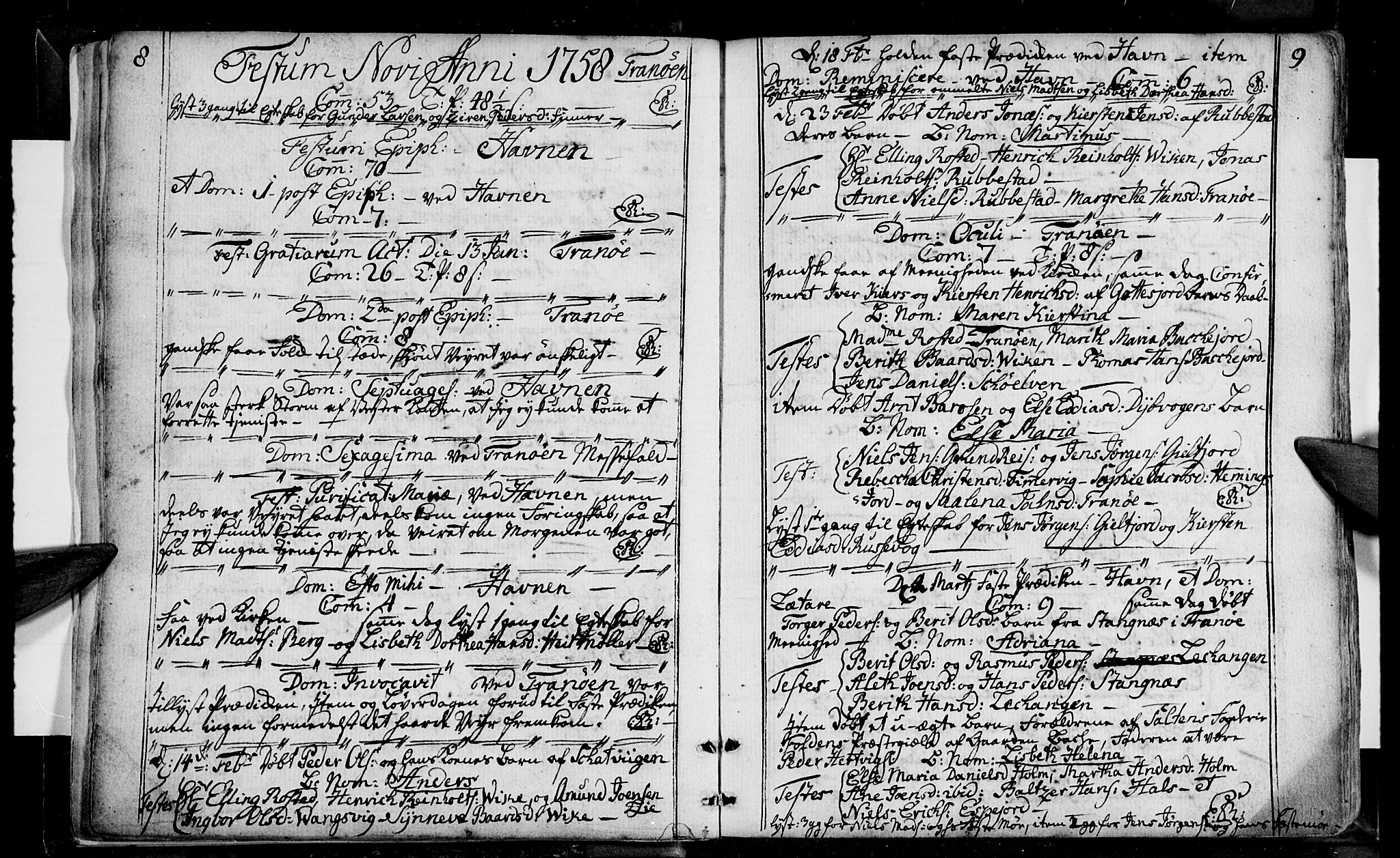 Tranøy sokneprestkontor, AV/SATØ-S-1313/I/Ia/Iaa/L0001kirke: Ministerialbok nr. 1, 1757-1773, s. 8-9
