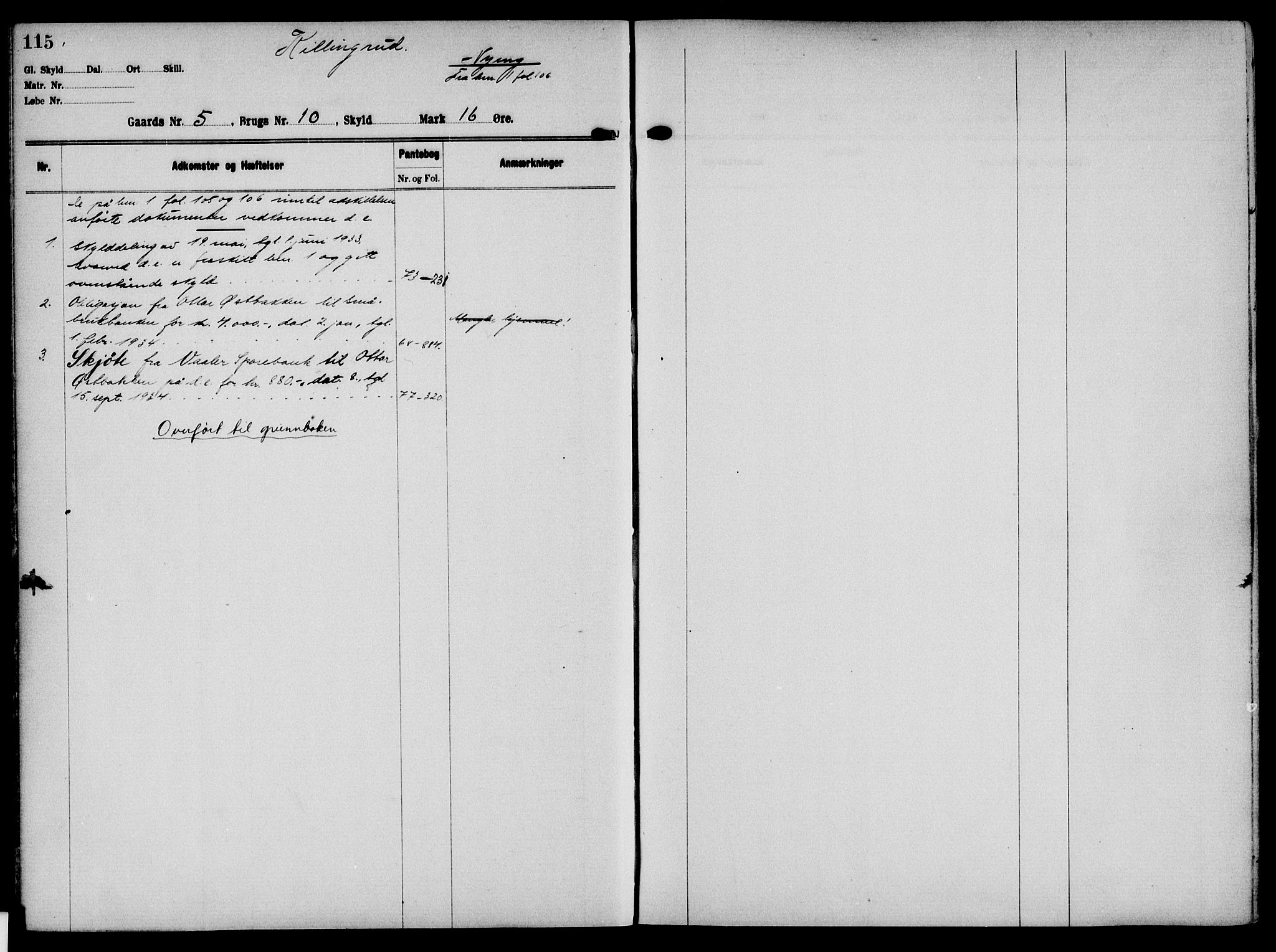 Solør tingrett, AV/SAH-TING-008/H/Ha/Hak/L0001: Panteregister nr. I, 1900-1935, s. 115