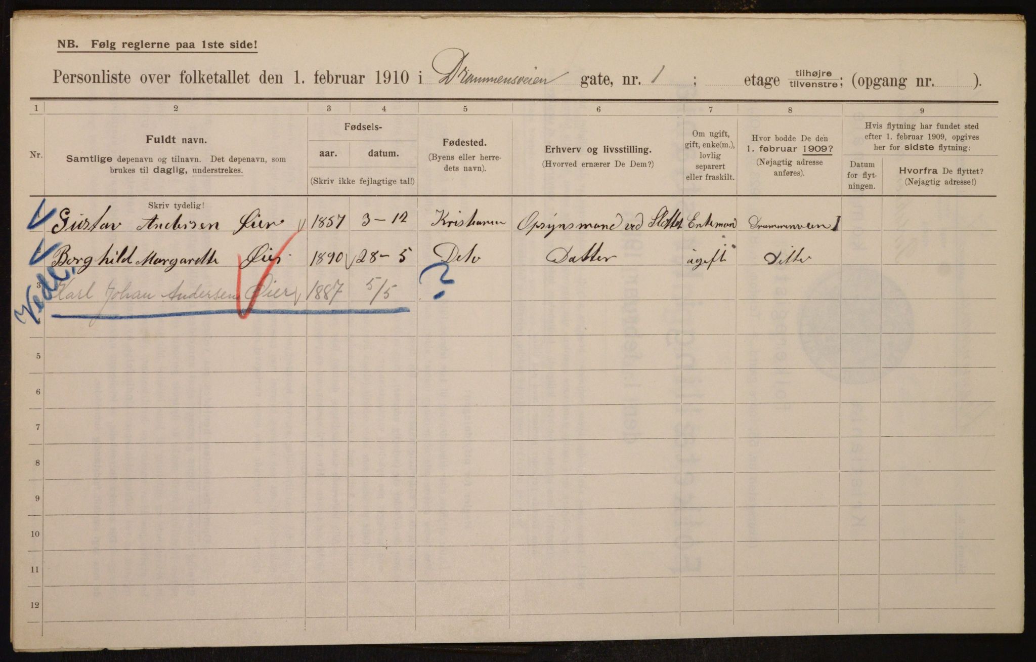 OBA, Kommunal folketelling 1.2.1910 for Kristiania, 1910, s. 15555