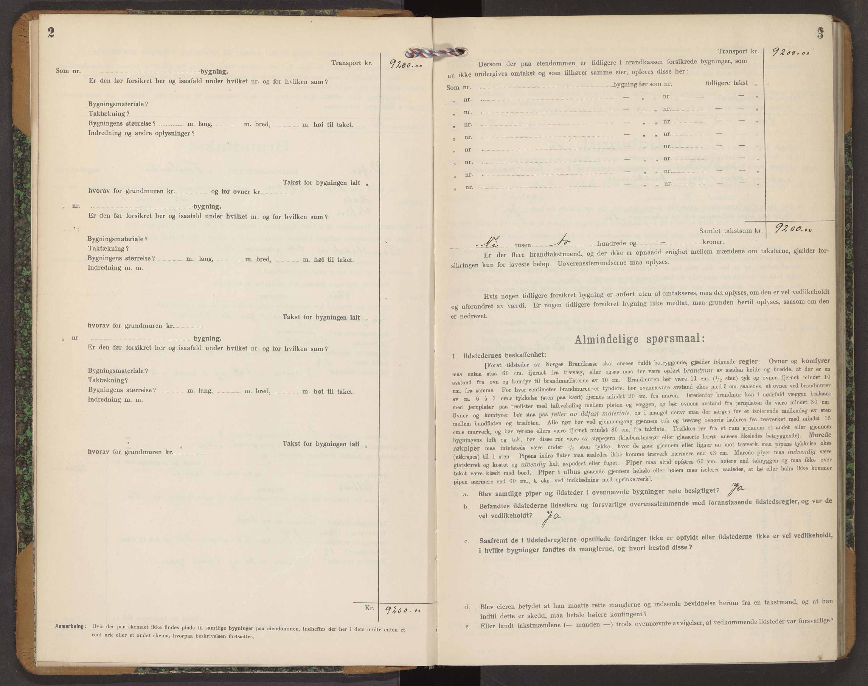 Norges Brannkasse Vefsn, AV/SAT-A-5573/Fb/L0007: Branntakstprotokoll, 1918-1921