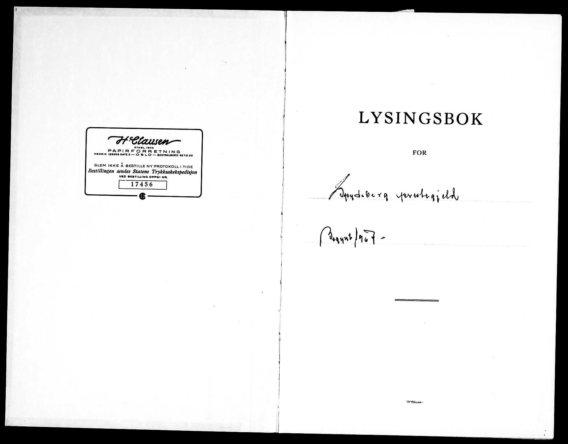 Spydeberg prestekontor Kirkebøker, SAO/A-10924/H/Ha/L0002: Lysningsprotokoll nr. 2, 1967-1969