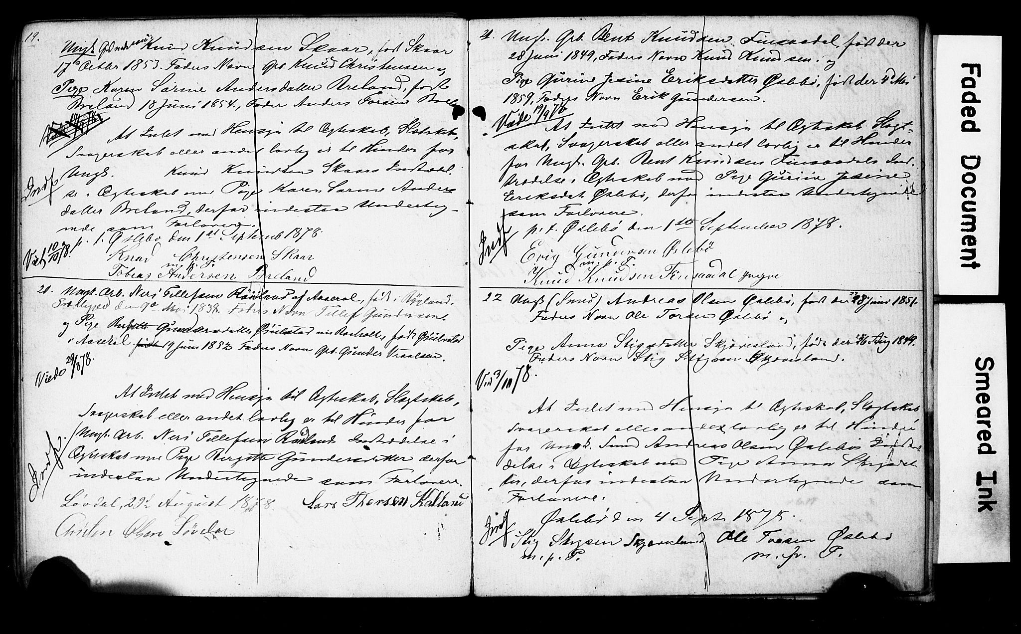 Holum sokneprestkontor, AV/SAK-1111-0022/F/Fe/L0003: Lysningsprotokoll nr. II 5 3, 1875-1891, s. 24