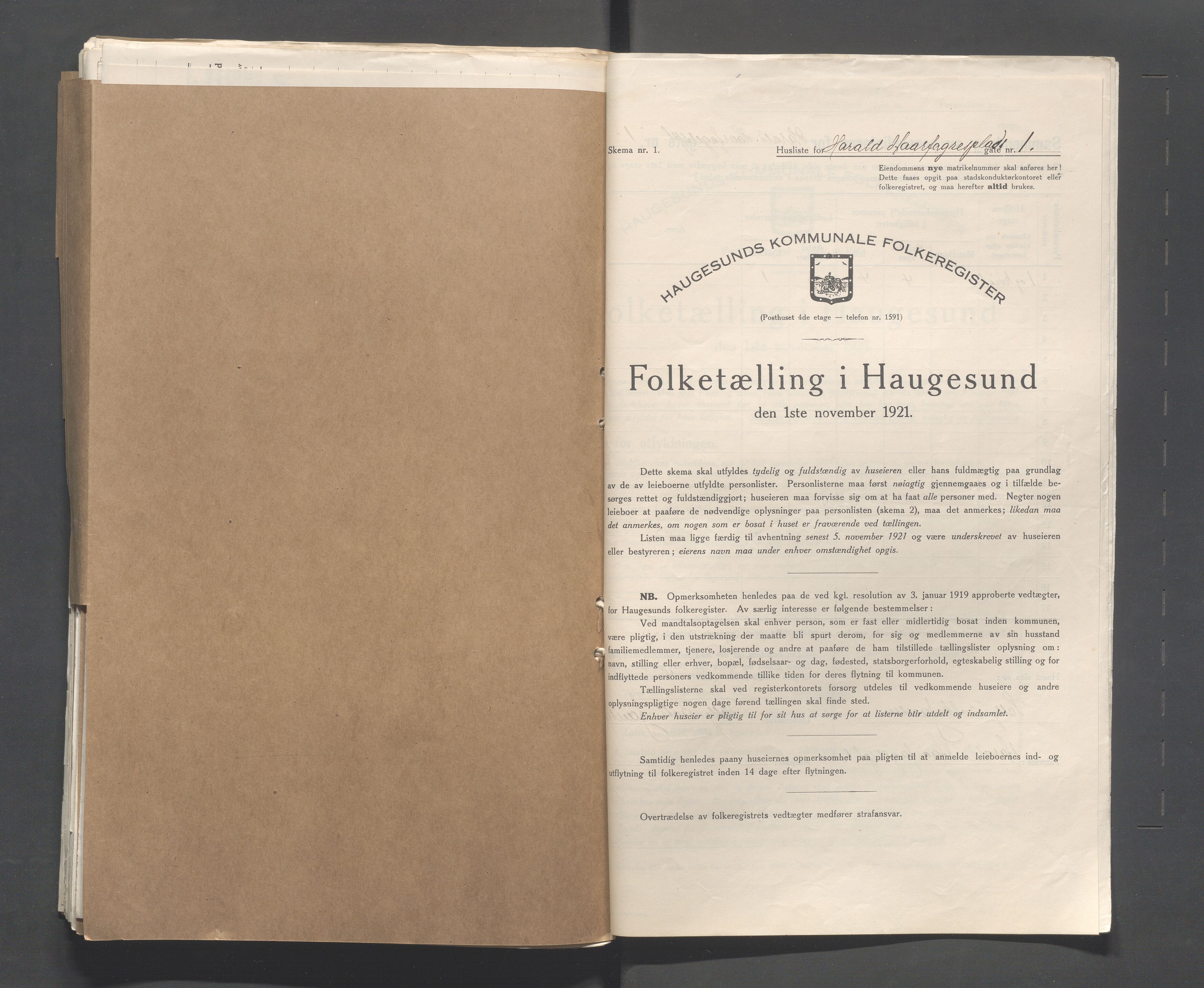 IKAR, Kommunal folketelling 1.11.1921 for Haugesund, 1921, s. 1231