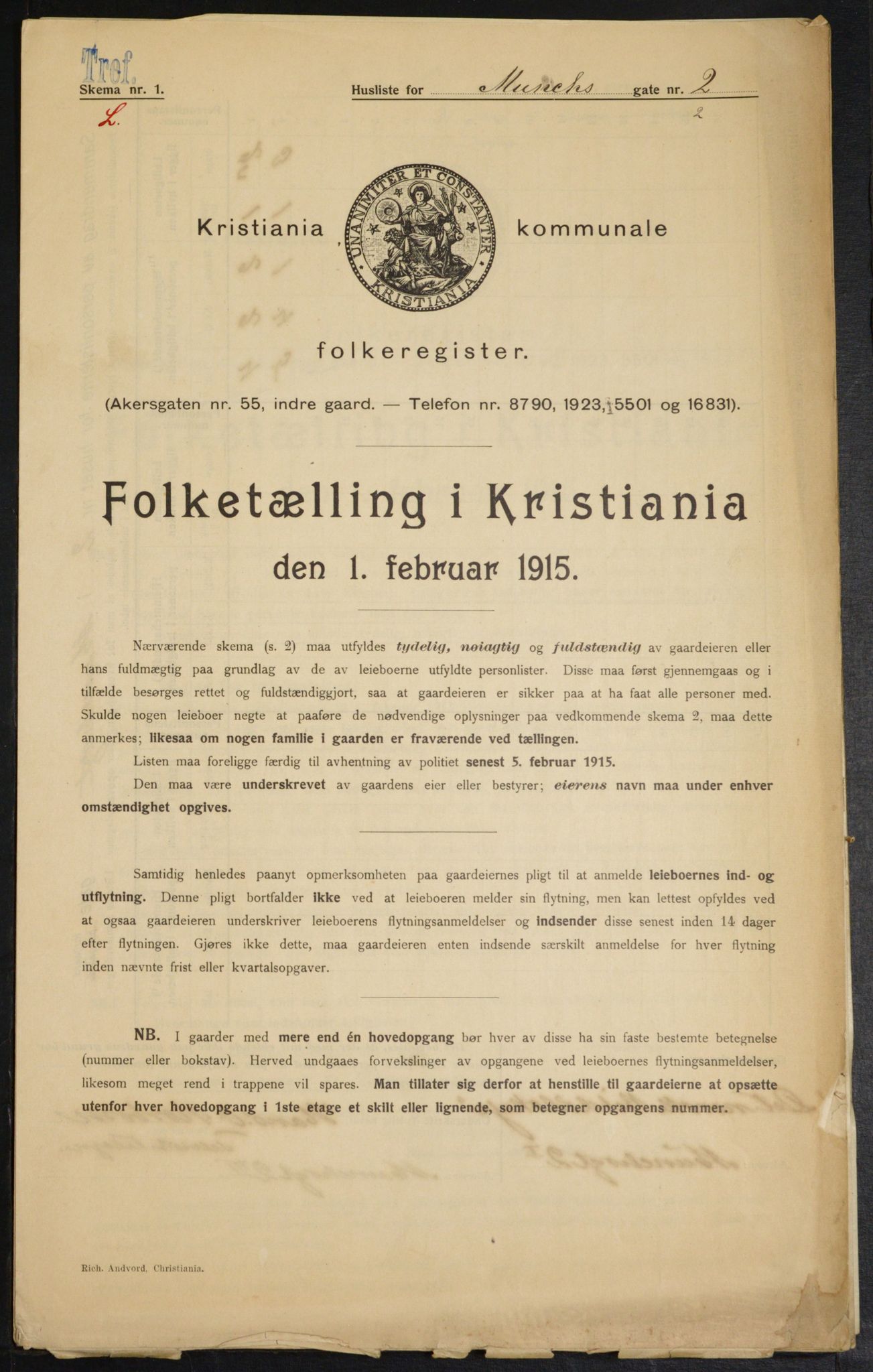 OBA, Kommunal folketelling 1.2.1915 for Kristiania, 1915, s. 66066