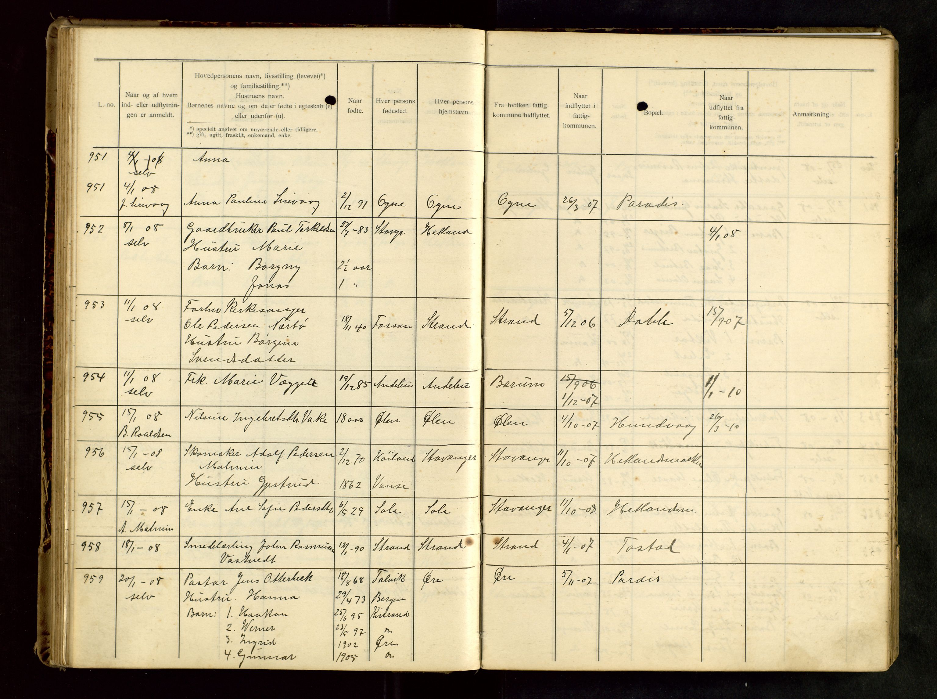 Hetland lensmannskontor, SAST/A-100101/Gwa/L0001: Flytteprotokoll (er delt i to: 1a og 1b), 1901-1918, s. 76