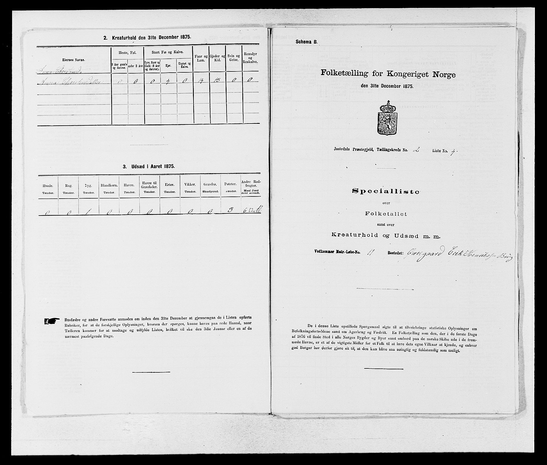 SAB, Folketelling 1875 for 1427P Jostedal prestegjeld, 1875, s. 101