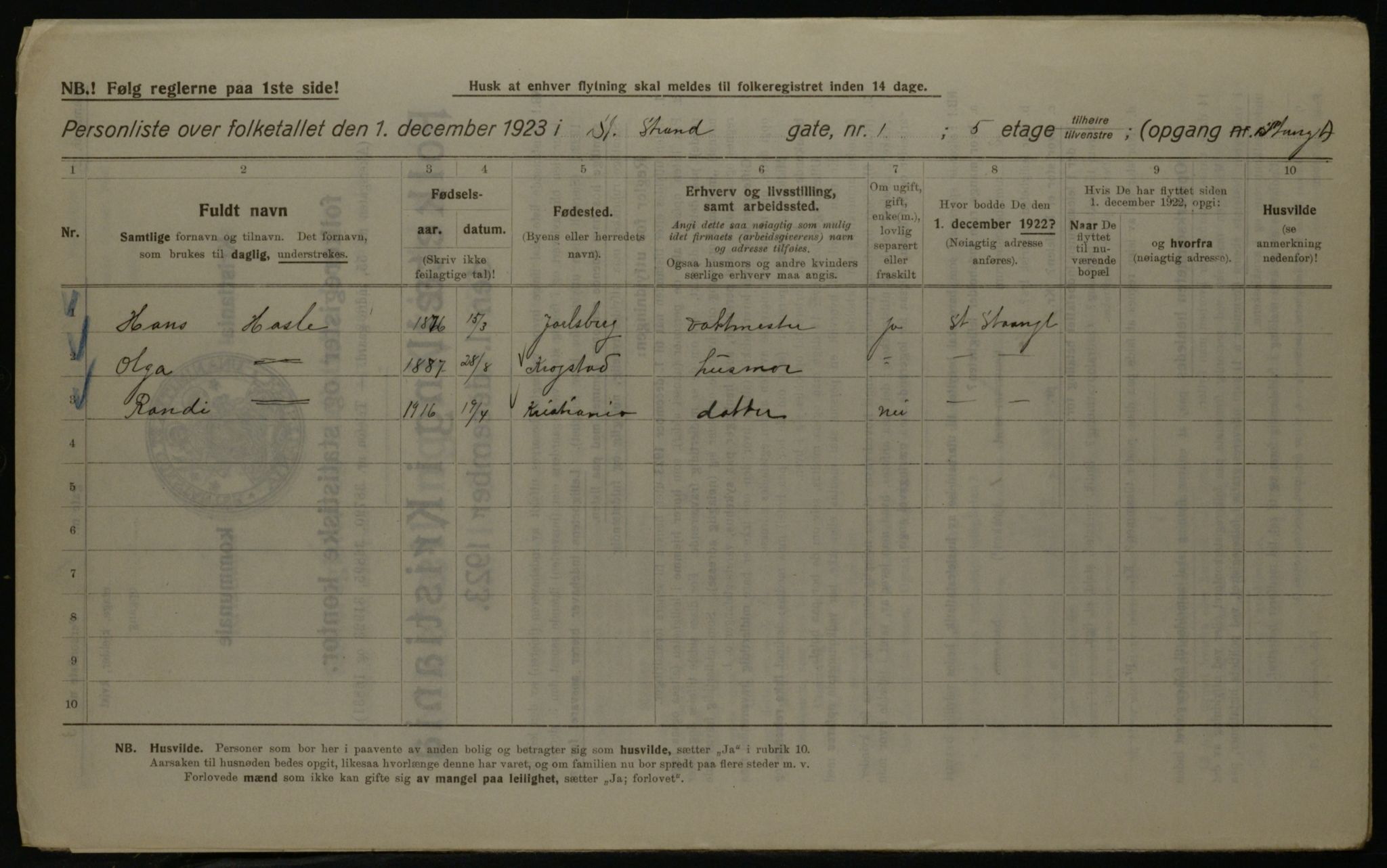 OBA, Kommunal folketelling 1.12.1923 for Kristiania, 1923, s. 29938