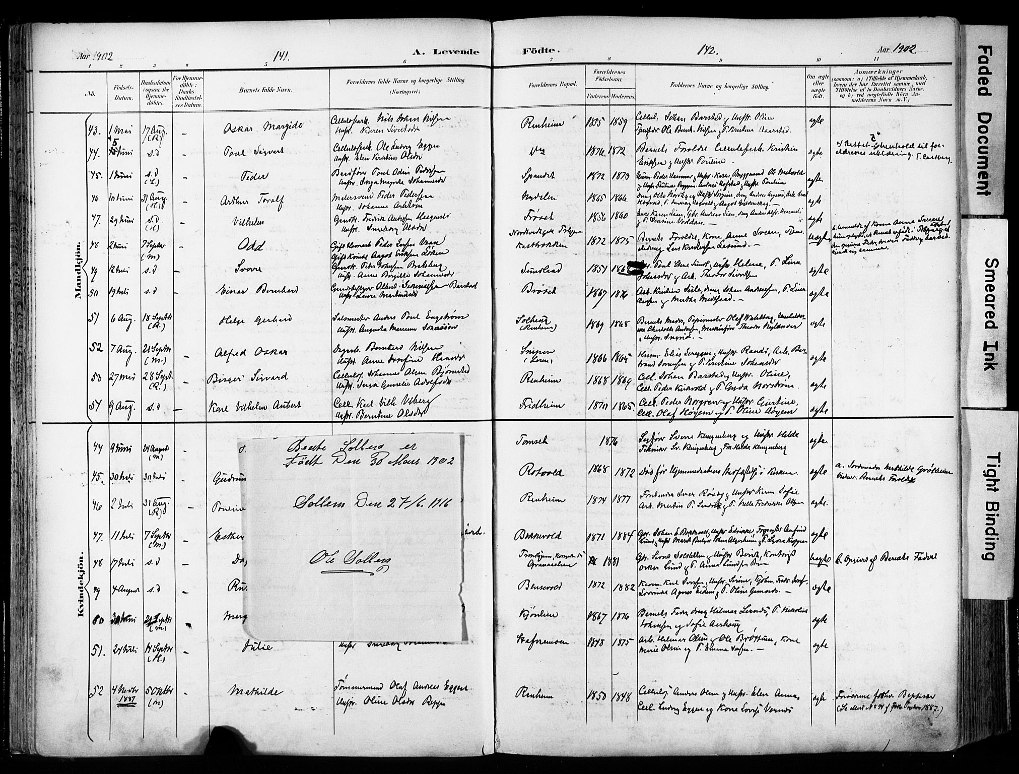 Ministerialprotokoller, klokkerbøker og fødselsregistre - Sør-Trøndelag, AV/SAT-A-1456/606/L0301: Ministerialbok nr. 606A16, 1894-1907, s. 141-142