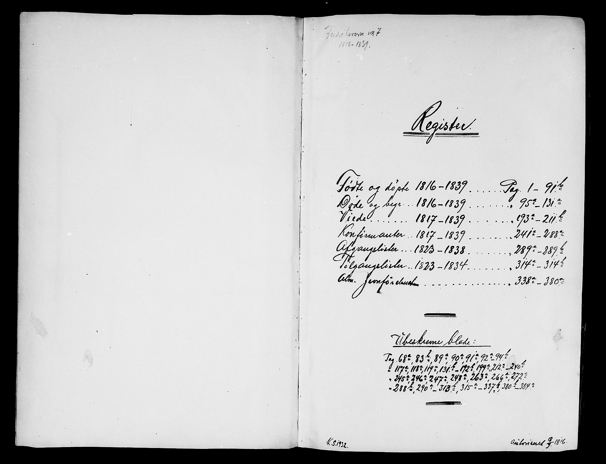 Stavern kirkebøker, SAKO/A-318/F/Fa/L0006: Ministerialbok nr. 6, 1816-1839