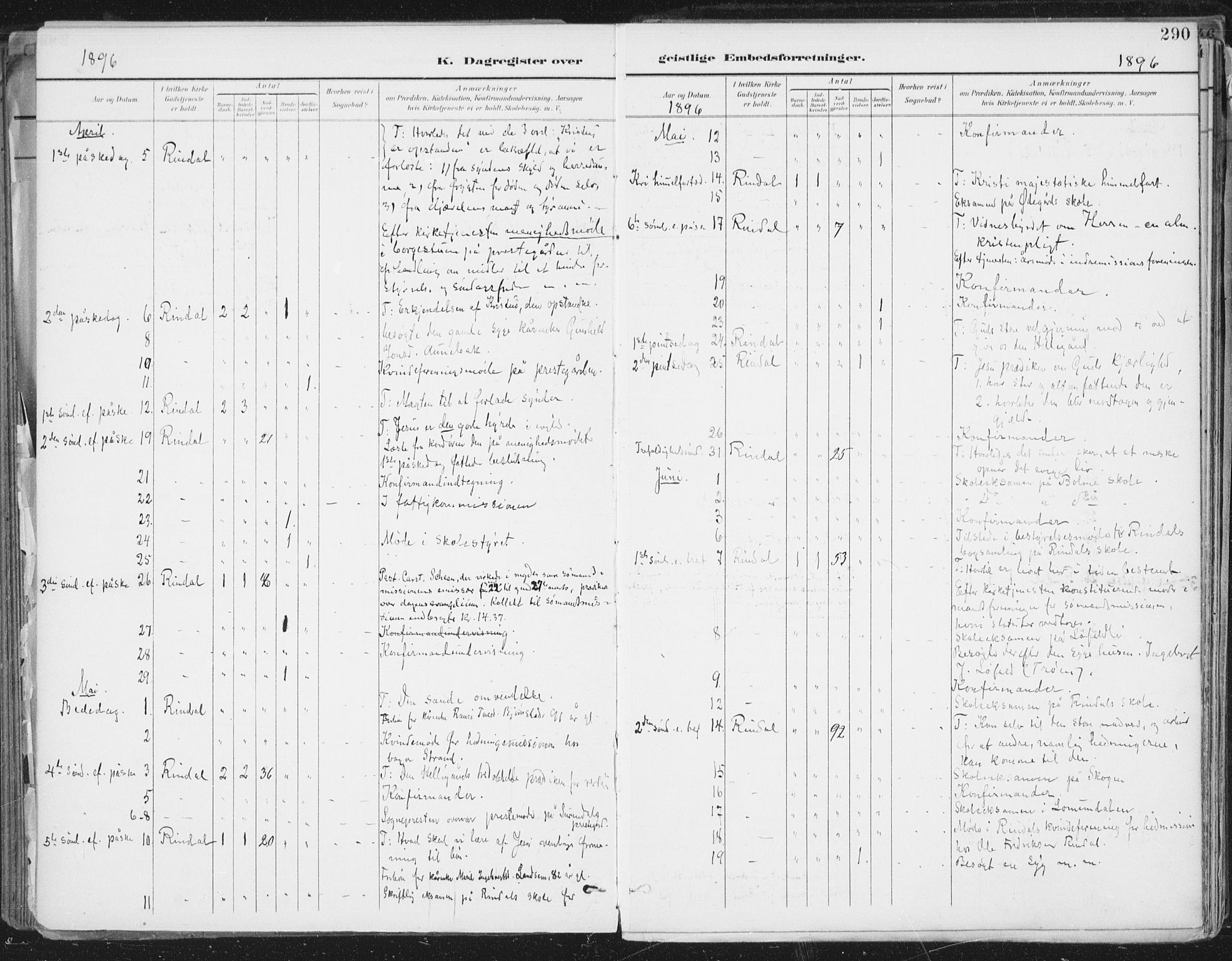 Ministerialprotokoller, klokkerbøker og fødselsregistre - Møre og Romsdal, AV/SAT-A-1454/598/L1072: Ministerialbok nr. 598A06, 1896-1910, s. 290