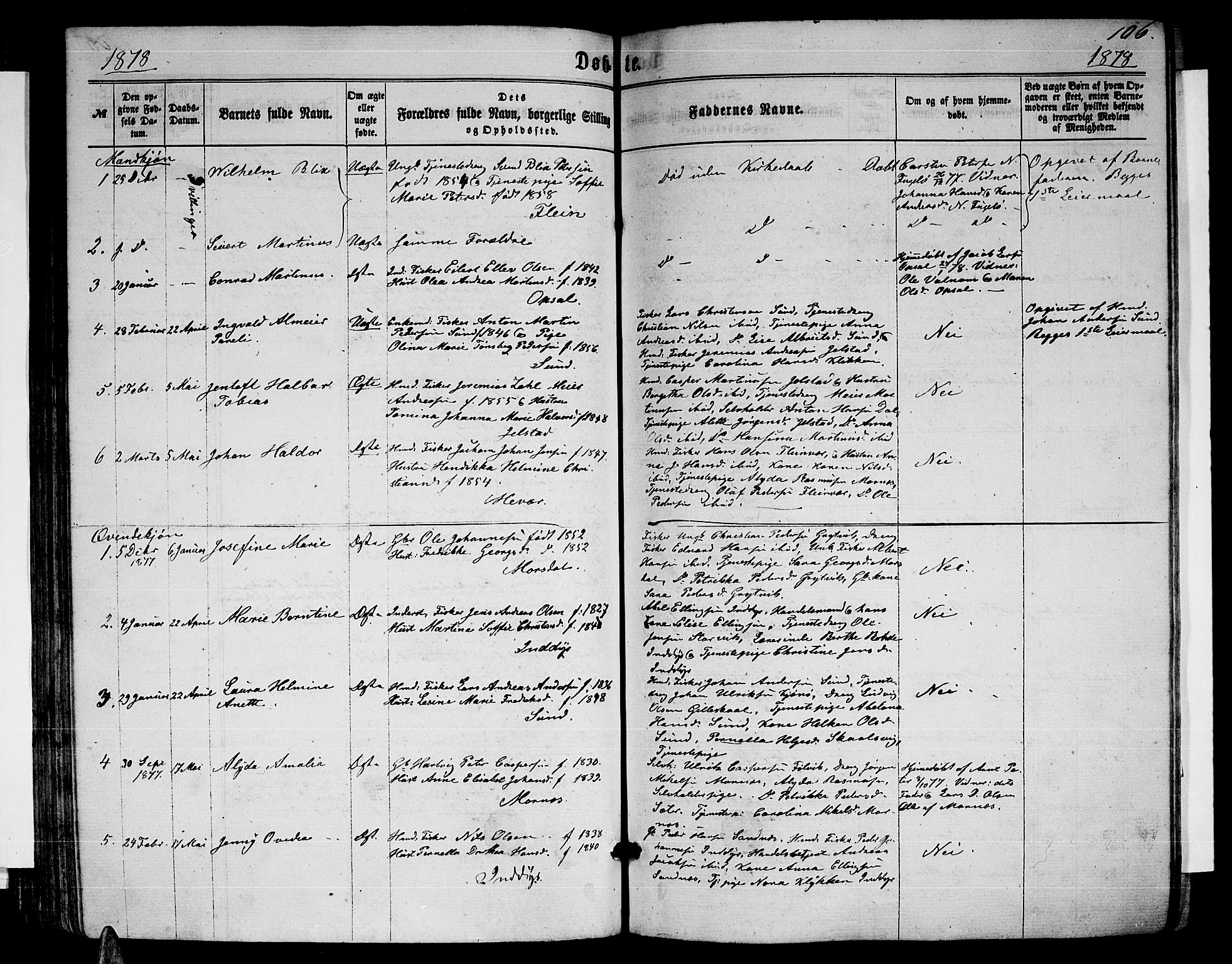 Ministerialprotokoller, klokkerbøker og fødselsregistre - Nordland, AV/SAT-A-1459/805/L0107: Klokkerbok nr. 805C03, 1862-1885, s. 106