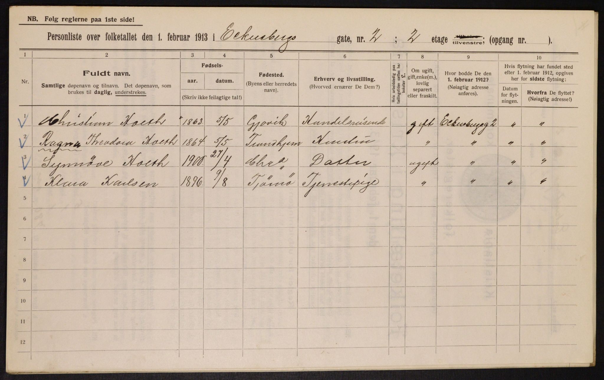 OBA, Kommunal folketelling 1.2.1913 for Kristiania, 1913, s. 18268