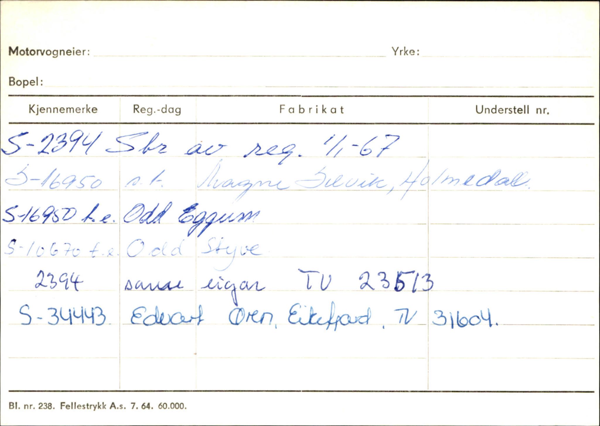 Statens vegvesen, Sogn og Fjordane vegkontor, SAB/A-5301/4/F/L0126: Eigarregister Fjaler M-Å. Leikanger A-Å, 1945-1975, s. 454