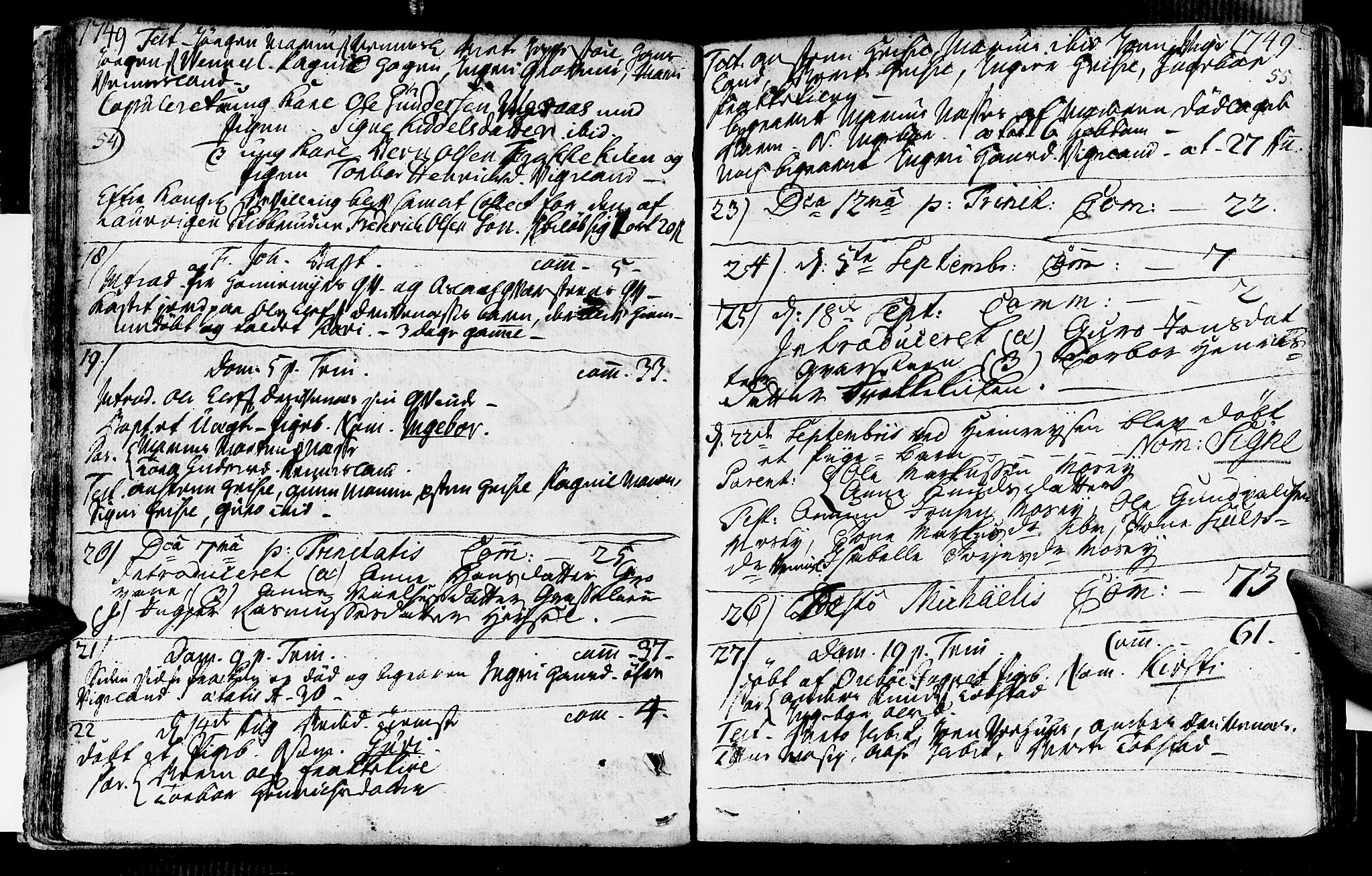 Vennesla sokneprestkontor, SAK/1111-0045/Fa/Fab/L0001: Ministerialbok nr. A 1, 1741-1794, s. 54-55