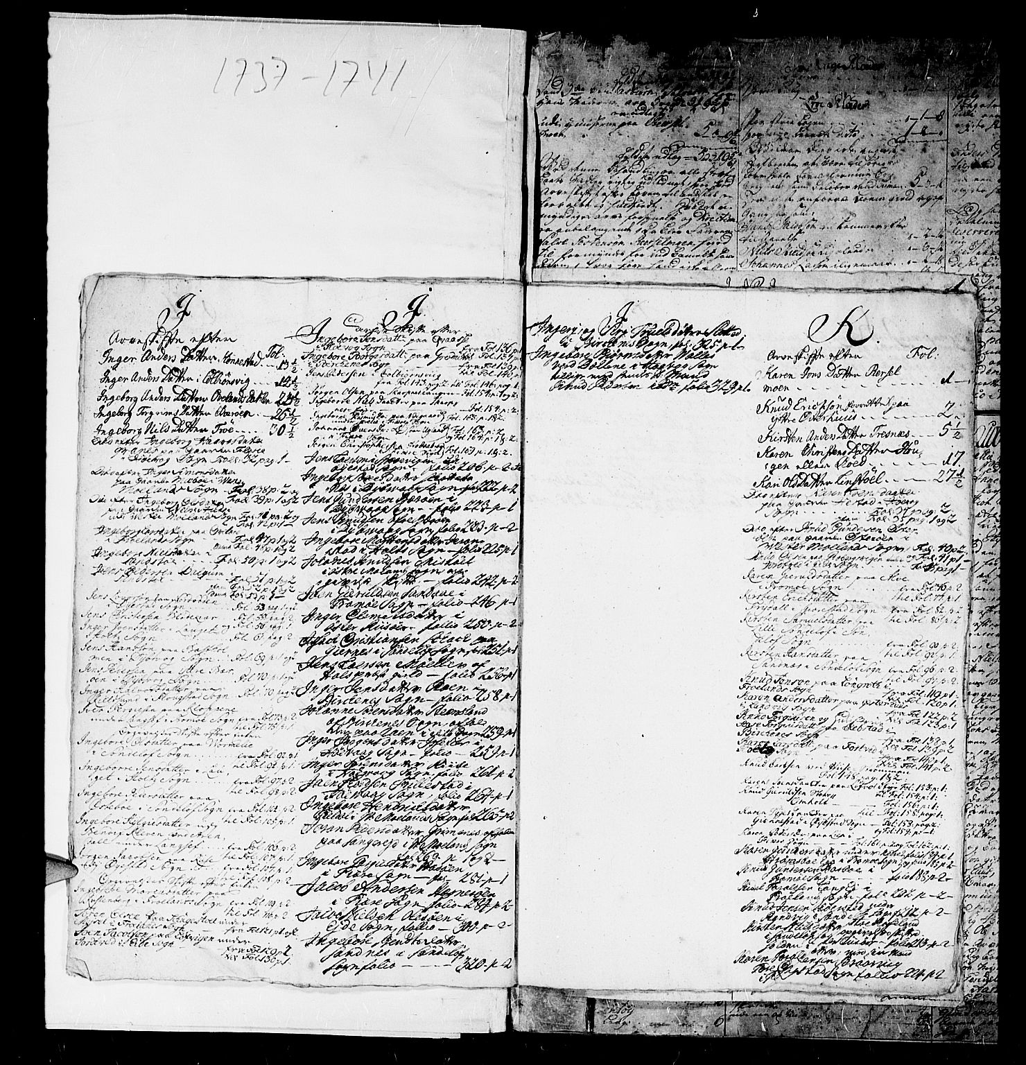 Nedenes sorenskriveri før 1824, AV/SAK-1221-0007/H/Hc/L0019: Skifteprotokoll med register nr 14a, 1737-1741