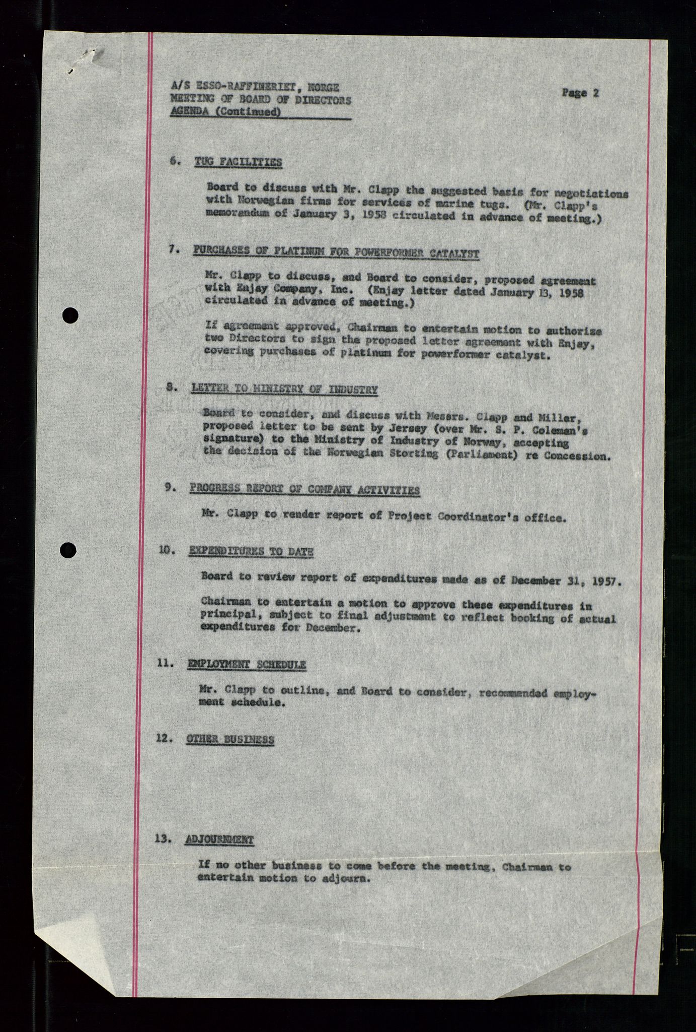 PA 1537 - A/S Essoraffineriet Norge, AV/SAST-A-101957/A/Aa/L0001/0001: Styremøter / Styremøter, board meetings, 1959-1961, s. 307