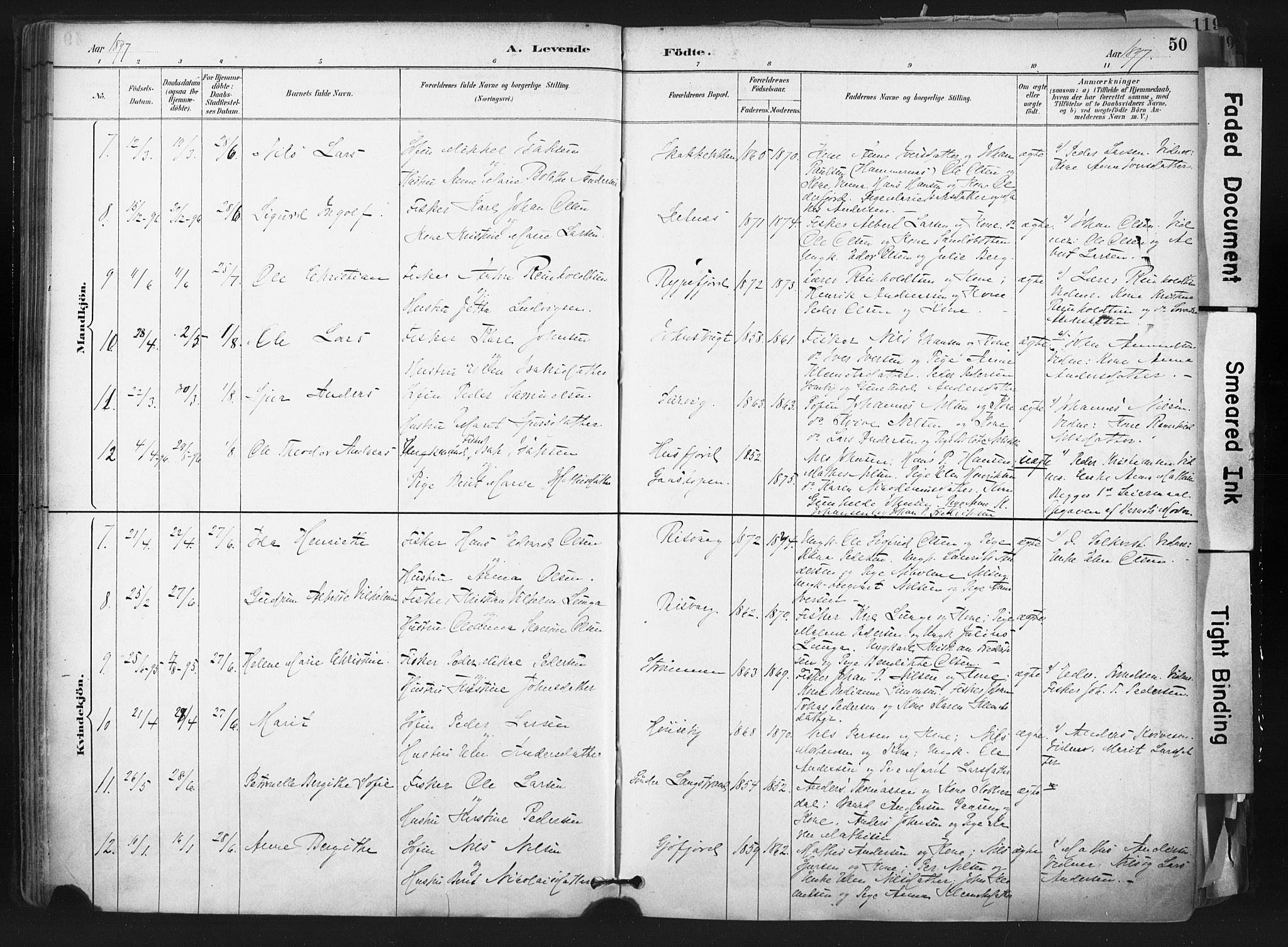 Hammerfest sokneprestkontor, AV/SATØ-S-1347/H/Ha/L0011.kirke: Ministerialbok nr. 11 /1, 1885-1897, s. 50