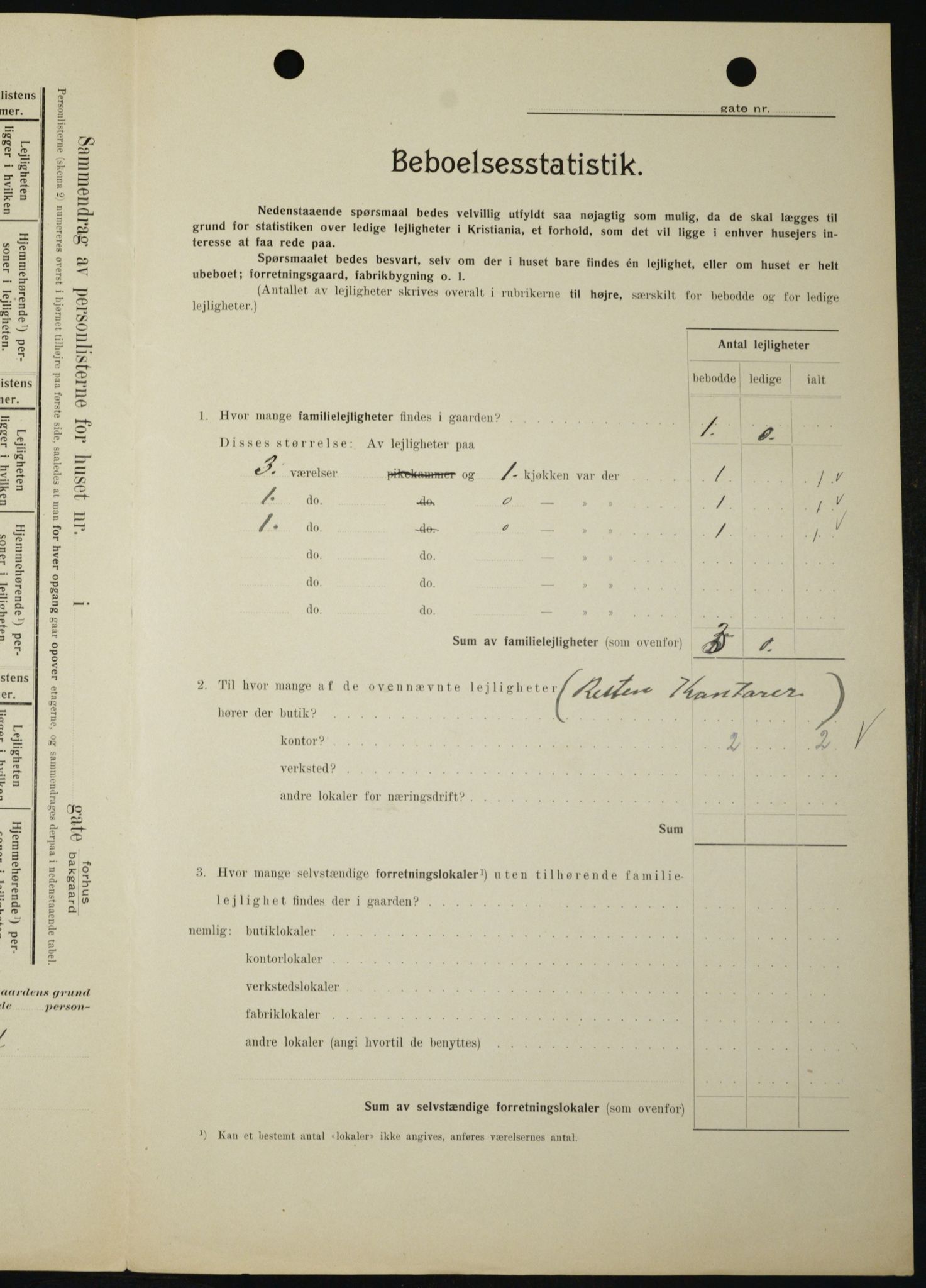 OBA, Kommunal folketelling 1.2.1909 for Kristiania kjøpstad, 1909, s. 90450