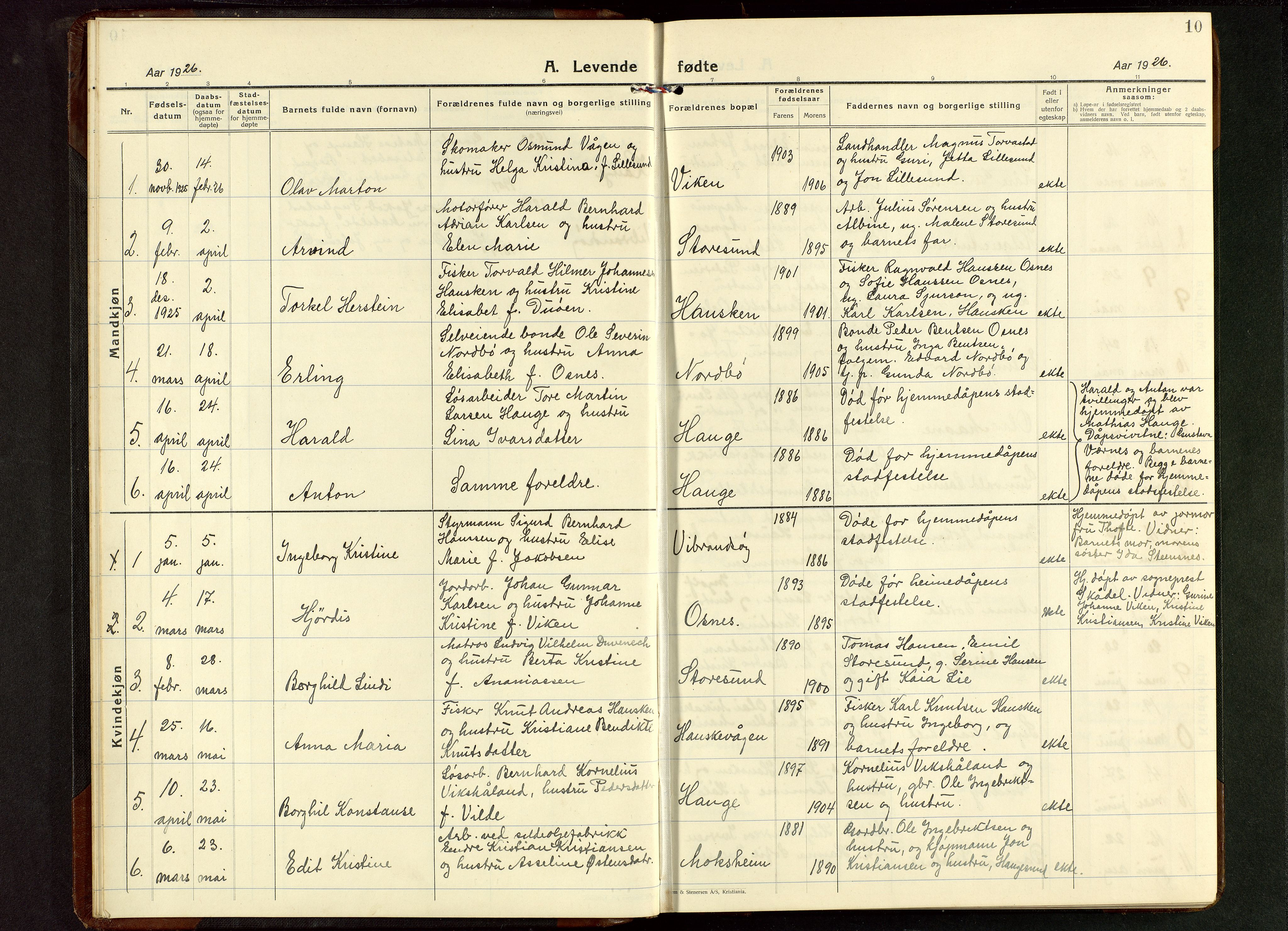 Torvastad sokneprestkontor, SAST/A -101857/H/Ha/Hab/L0009: Klokkerbok nr. B 9, 1924-1949, s. 10