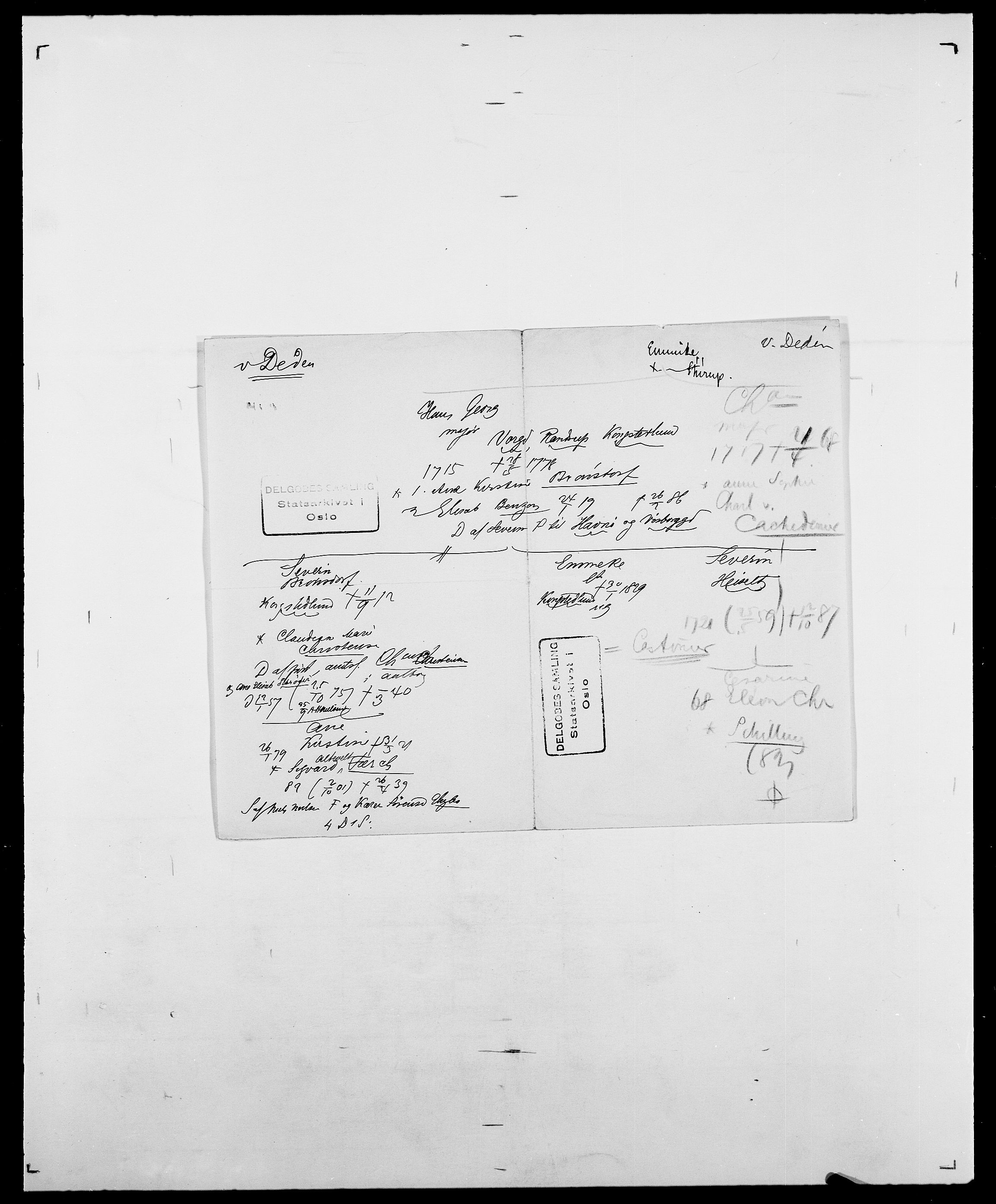 Delgobe, Charles Antoine - samling, AV/SAO-PAO-0038/D/Da/L0009: Dahl - v. Düren, s. 413
