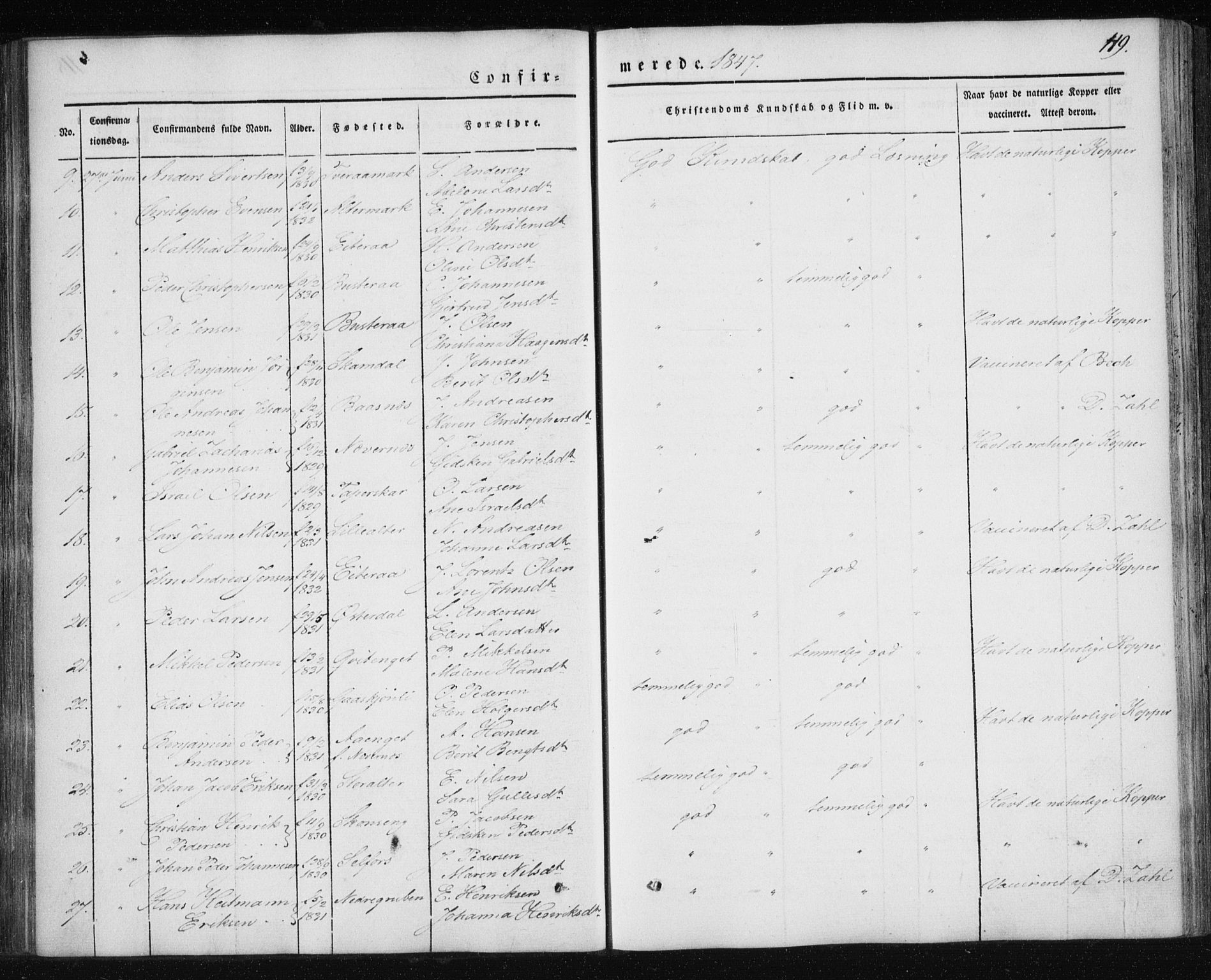 Ministerialprotokoller, klokkerbøker og fødselsregistre - Nordland, AV/SAT-A-1459/827/L0391: Ministerialbok nr. 827A03, 1842-1852, s. 119