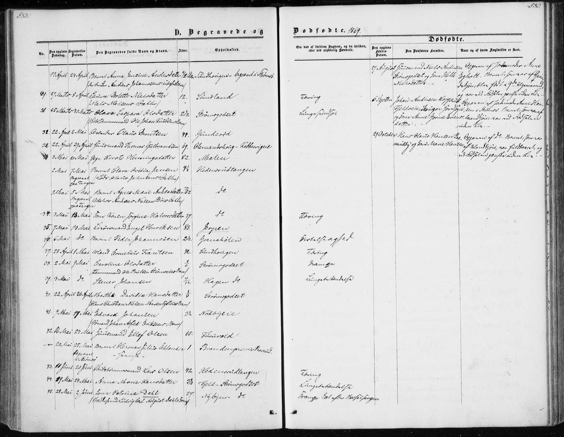 Skoger kirkebøker, SAKO/A-59/F/Fa/L0004: Ministerialbok nr. I 4, 1862-1872, s. 582-583