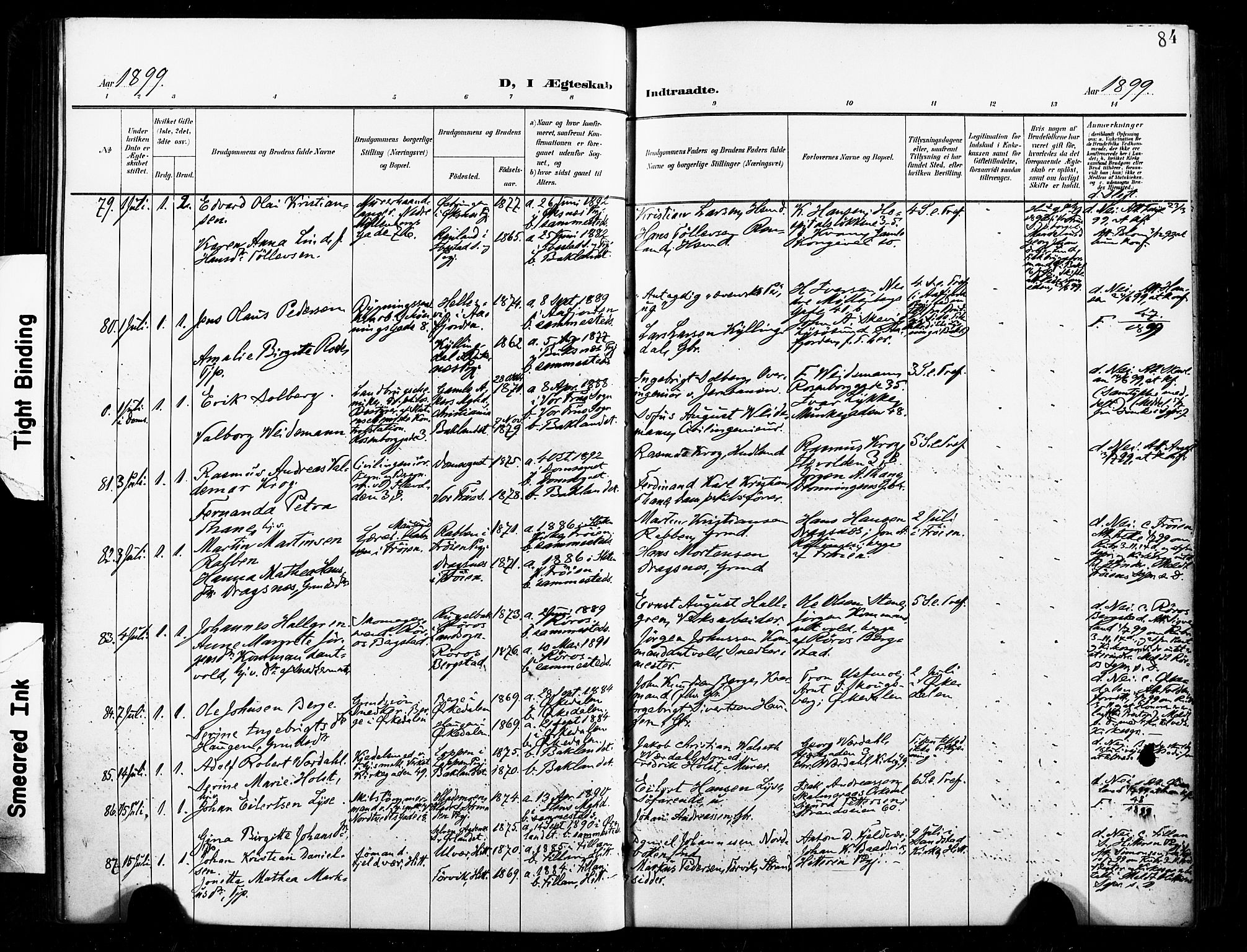 Ministerialprotokoller, klokkerbøker og fødselsregistre - Sør-Trøndelag, SAT/A-1456/604/L0198: Ministerialbok nr. 604A19, 1893-1900, s. 84