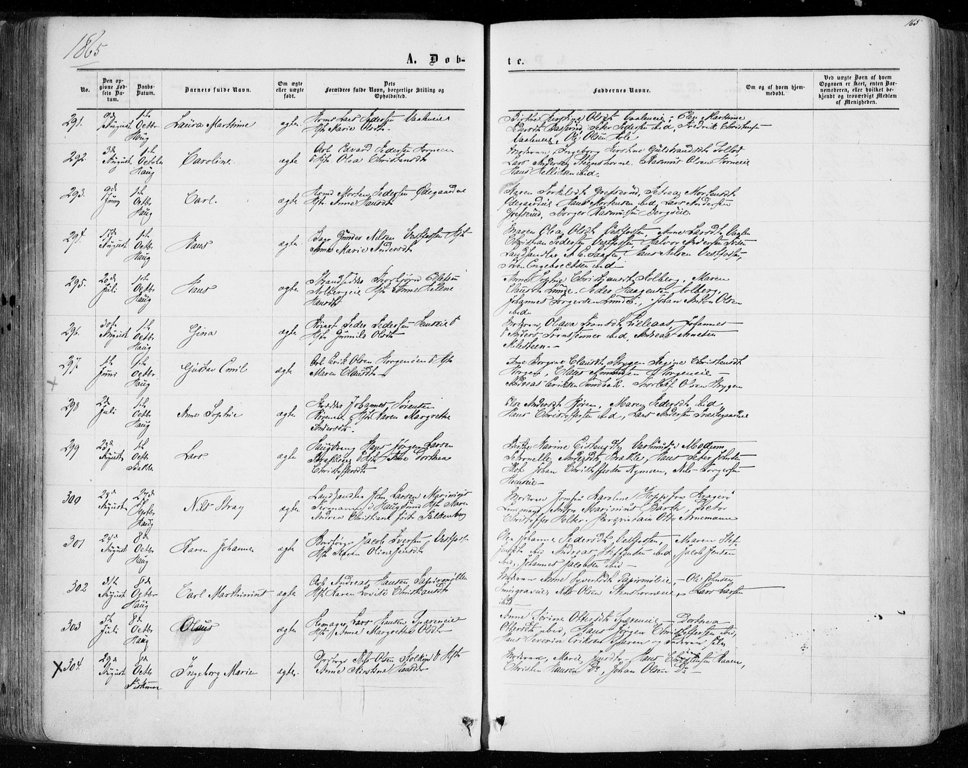 Eiker kirkebøker, AV/SAKO-A-4/F/Fa/L0016: Ministerialbok nr. I 16, 1860-1868, s. 165