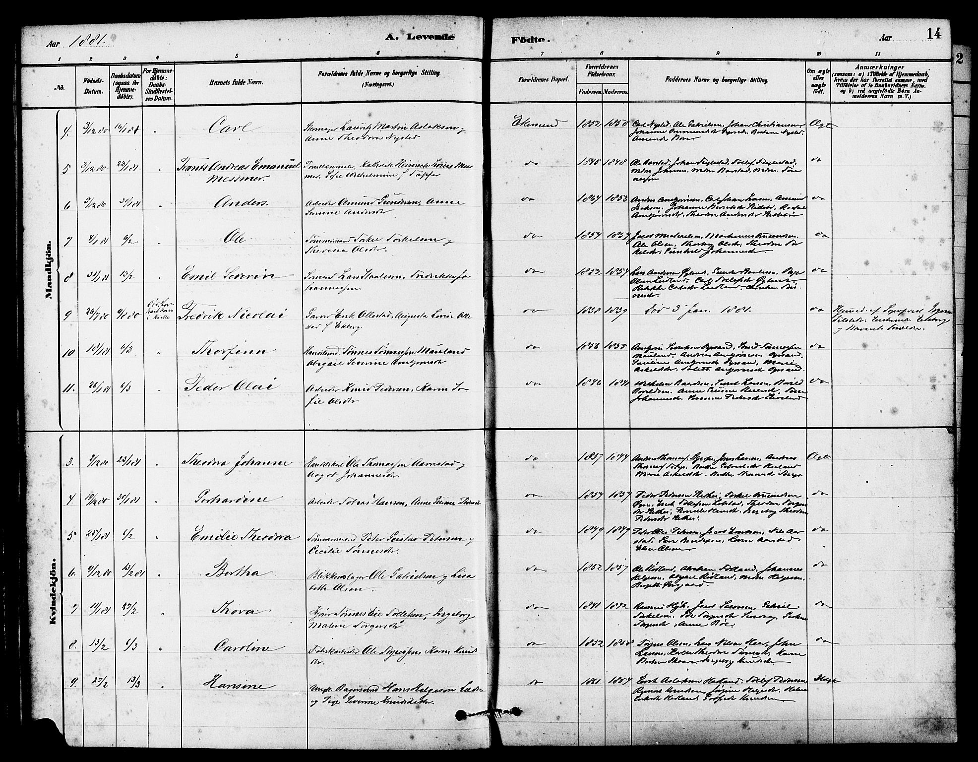 Eigersund sokneprestkontor, AV/SAST-A-101807/S08/L0015: Ministerialbok nr. A 15, 1879-1892, s. 14