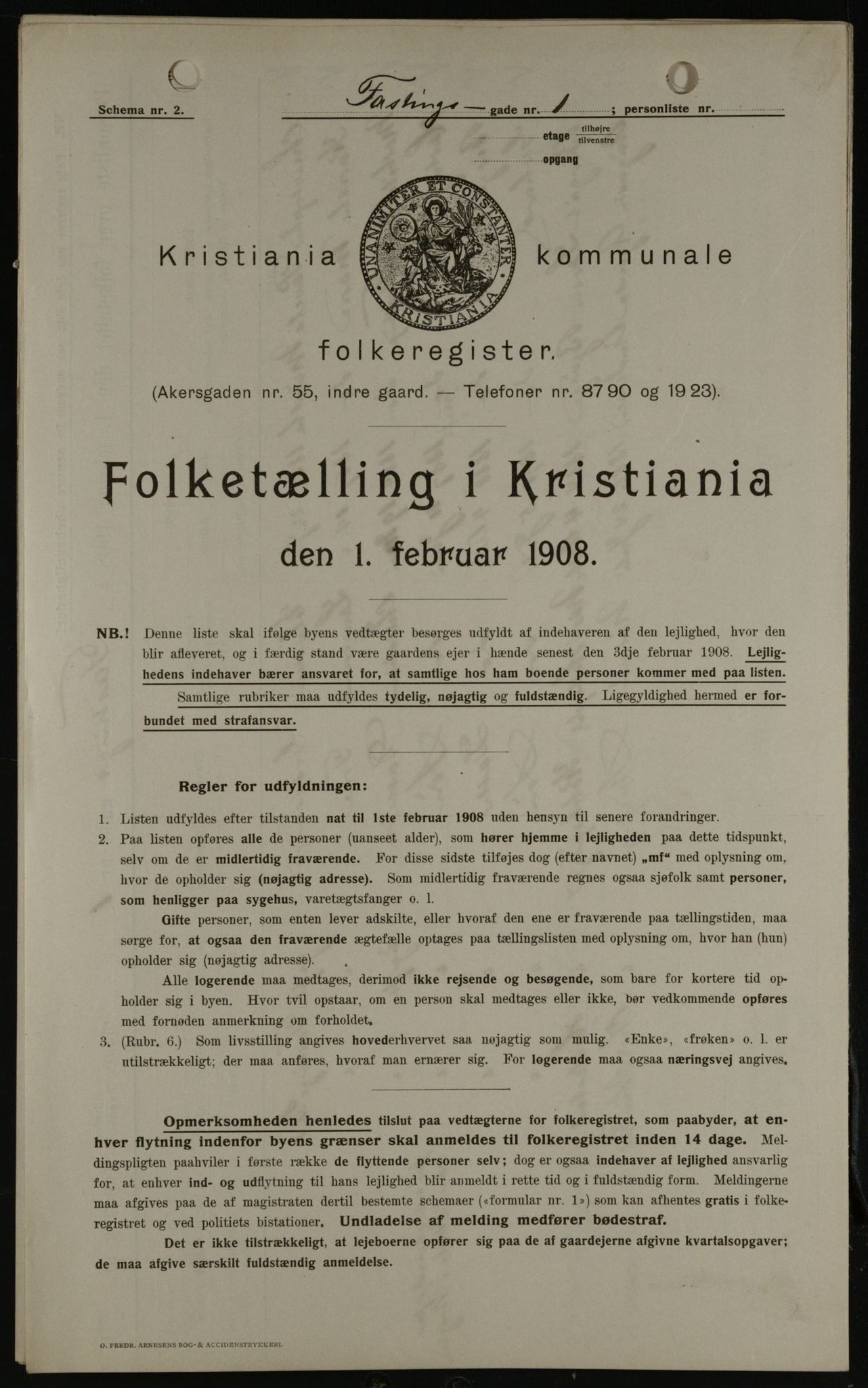 OBA, Kommunal folketelling 1.2.1908 for Kristiania kjøpstad, 1908, s. 21454