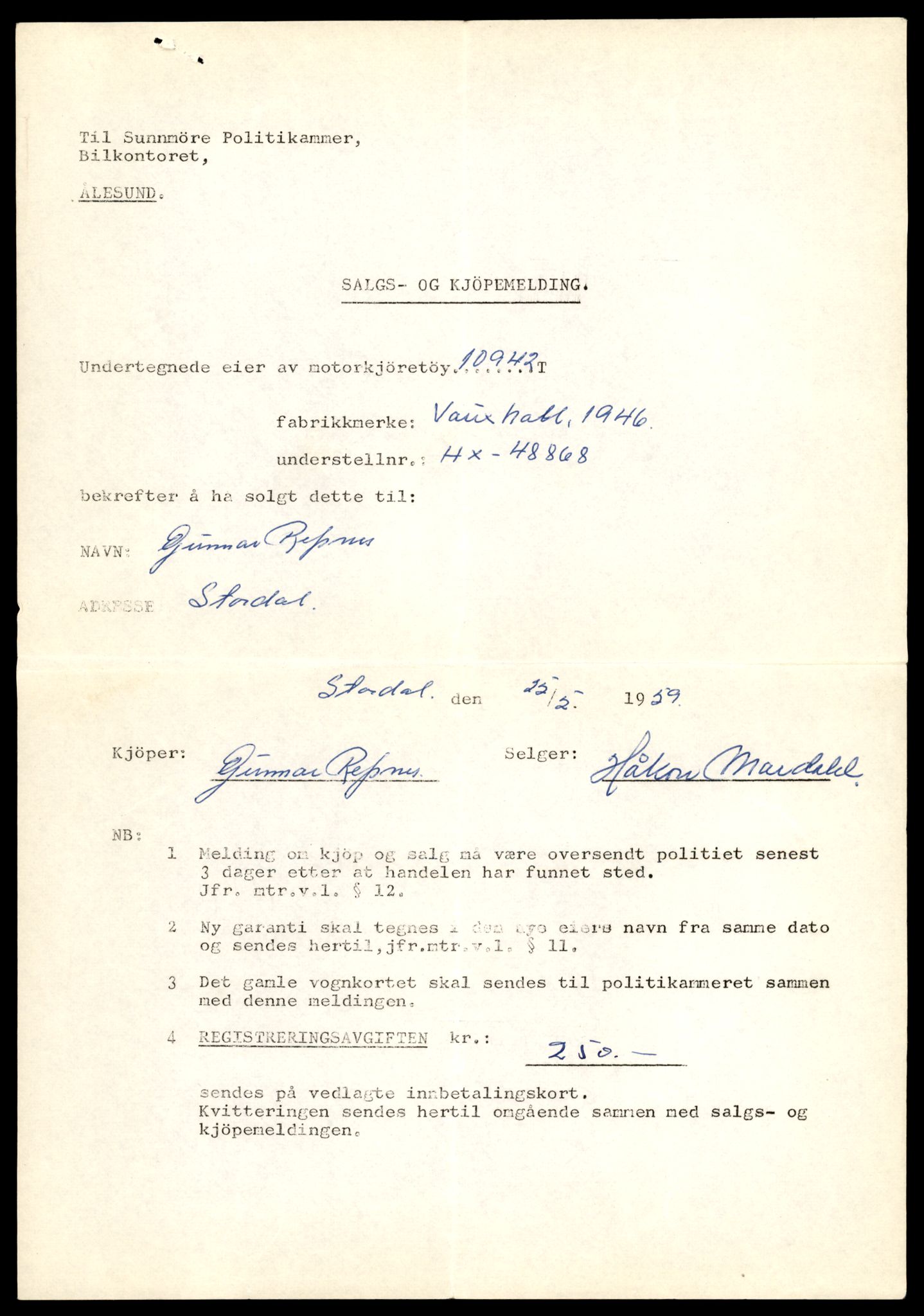 Møre og Romsdal vegkontor - Ålesund trafikkstasjon, AV/SAT-A-4099/F/Fe/L0025: Registreringskort for kjøretøy T 10931 - T 11045, 1927-1998, s. 325