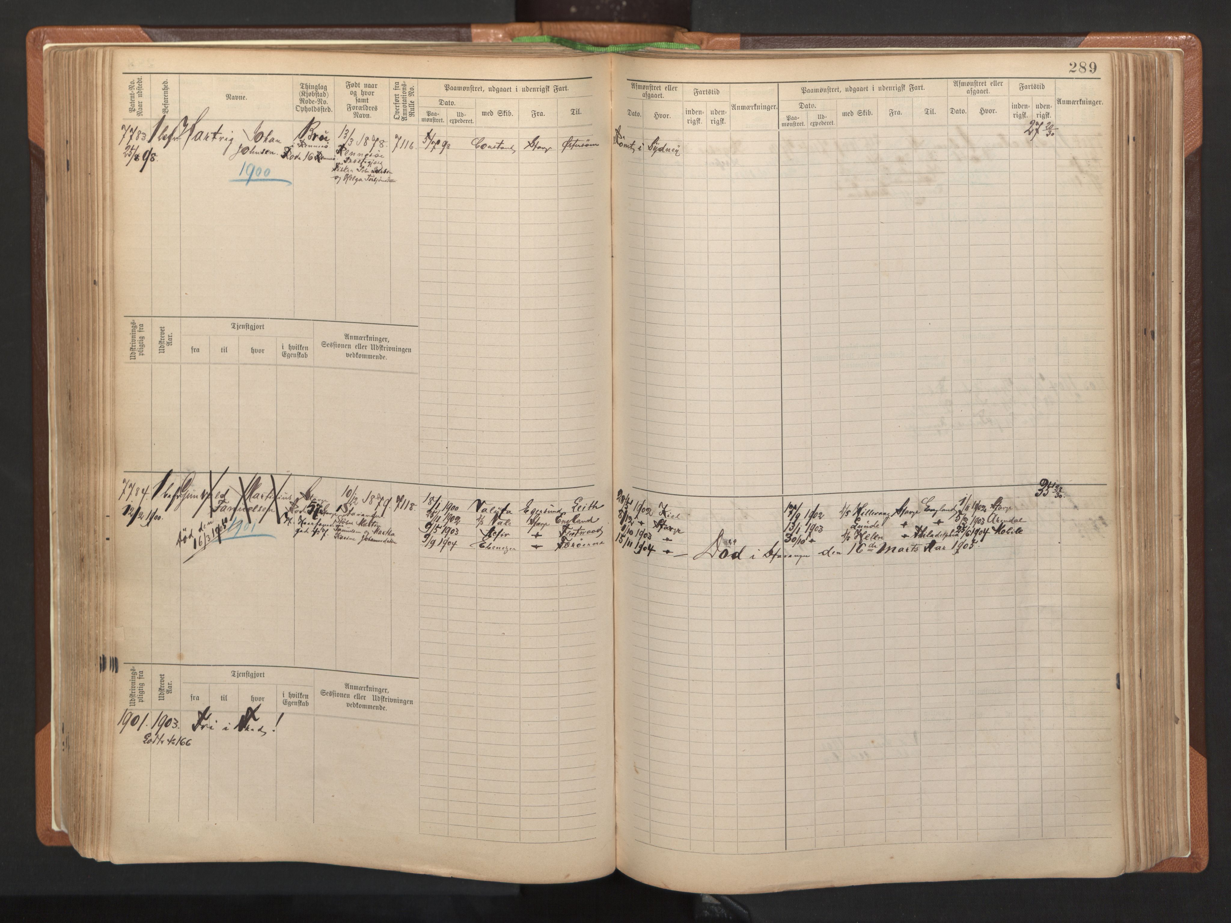 Stavanger sjømannskontor, AV/SAST-A-102006/F/Fb/Fbb/L0012: Sjøfartshovedrulle, patentnr. 7207-8158, 1894-1904, s. 292