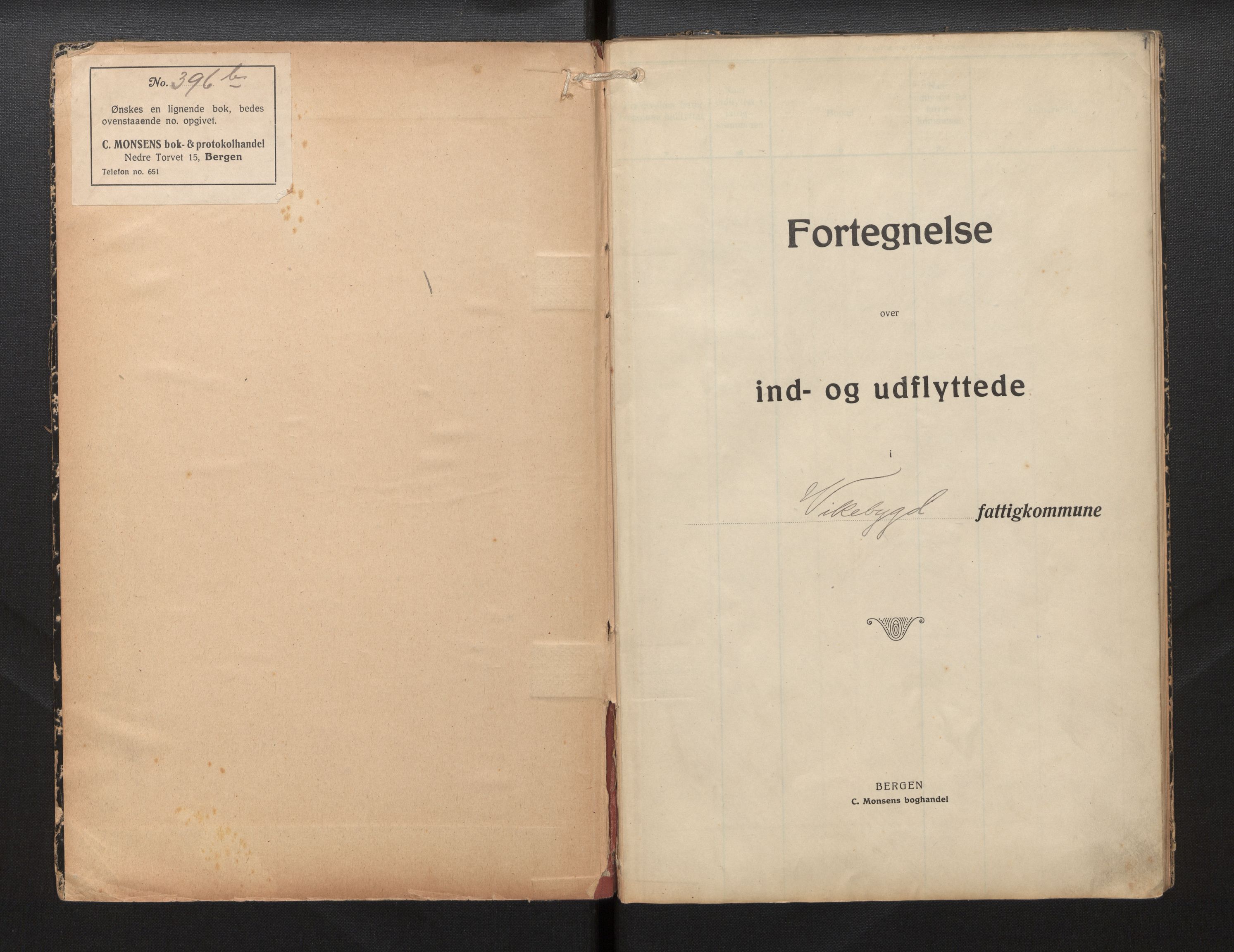 Lensmannen i Sveio, SAB/A-35301/0020/L0004: Protokoll over inn- og utflytte i Vikebygd, 1921-1938