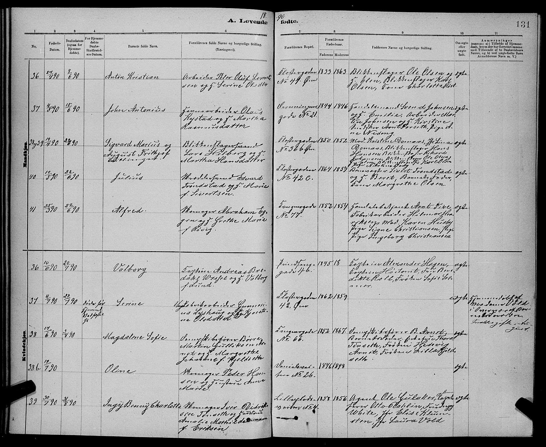 Ministerialprotokoller, klokkerbøker og fødselsregistre - Sør-Trøndelag, AV/SAT-A-1456/601/L0092: Klokkerbok nr. 601C10, 1884-1897, s. 131